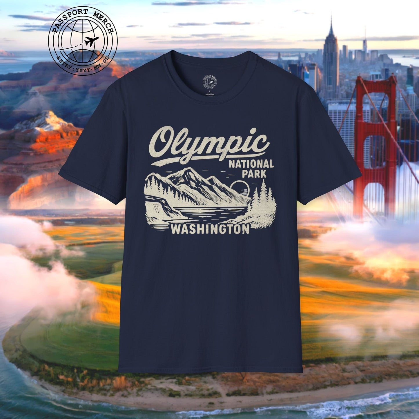 Olympic National Park Vintage Monochrome, Washington T-Shirt