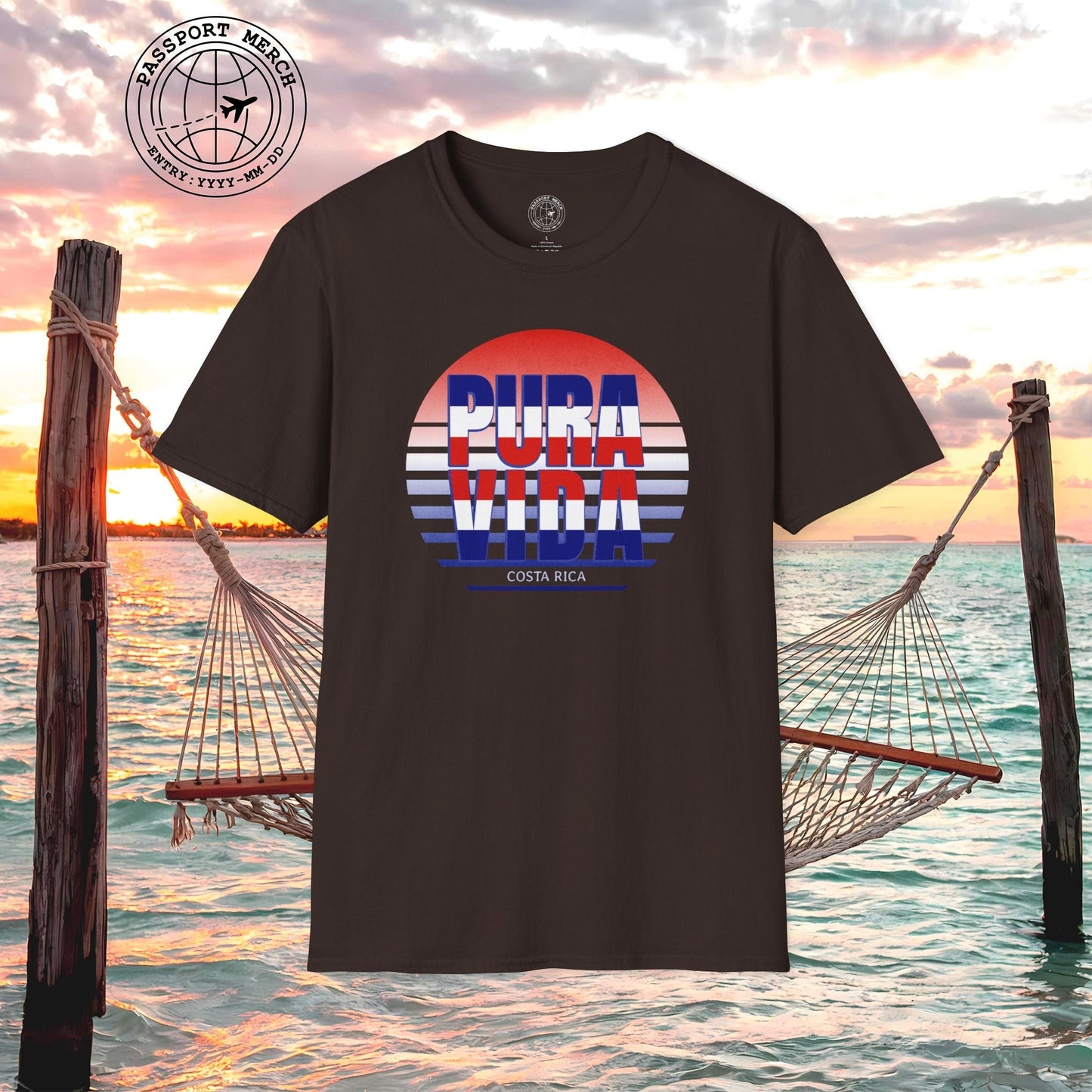 Pura Vida Patriotism Costa Rica Letter Flag T-Shirt
