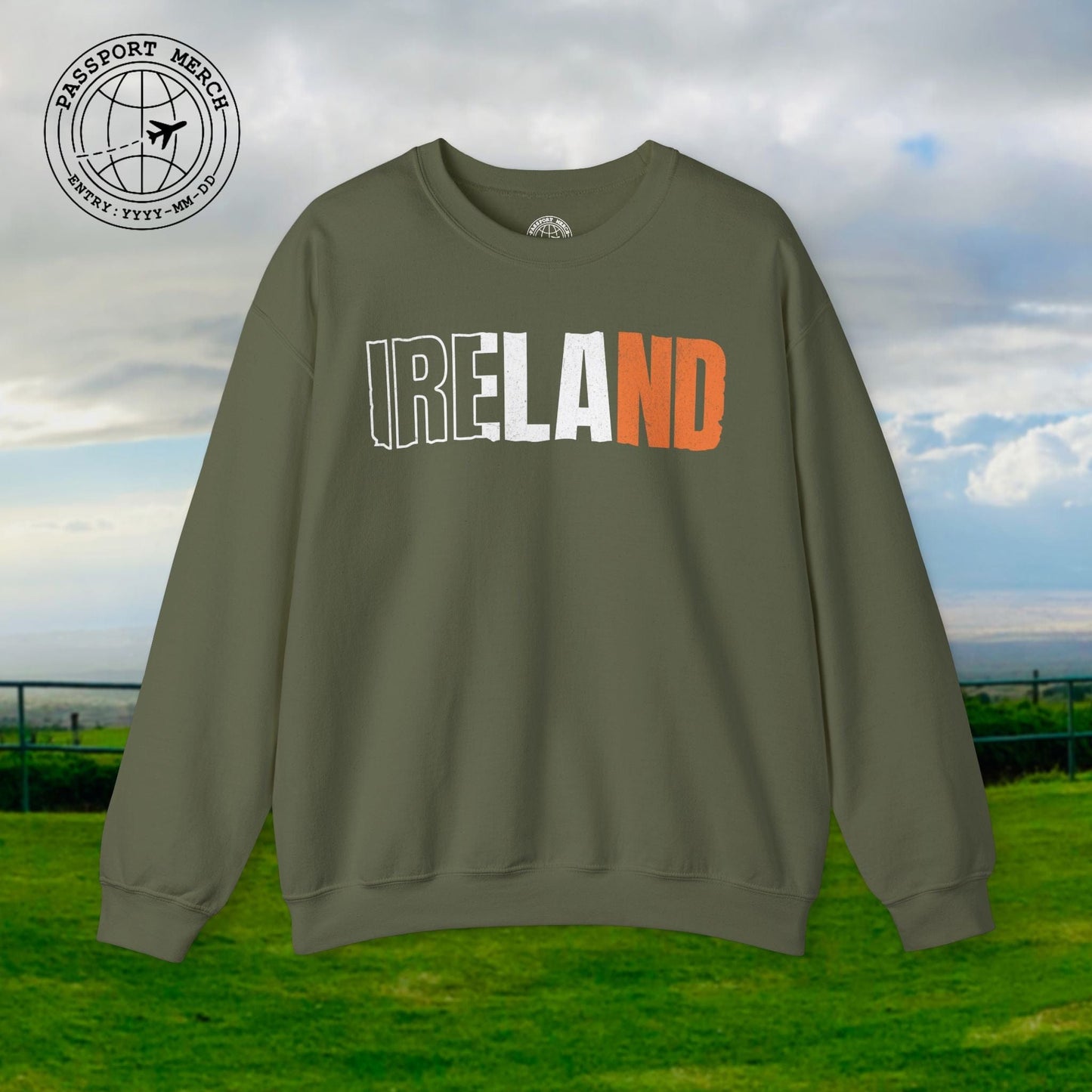 Vintage Ireland Patriotism Letter Flag Crewneck