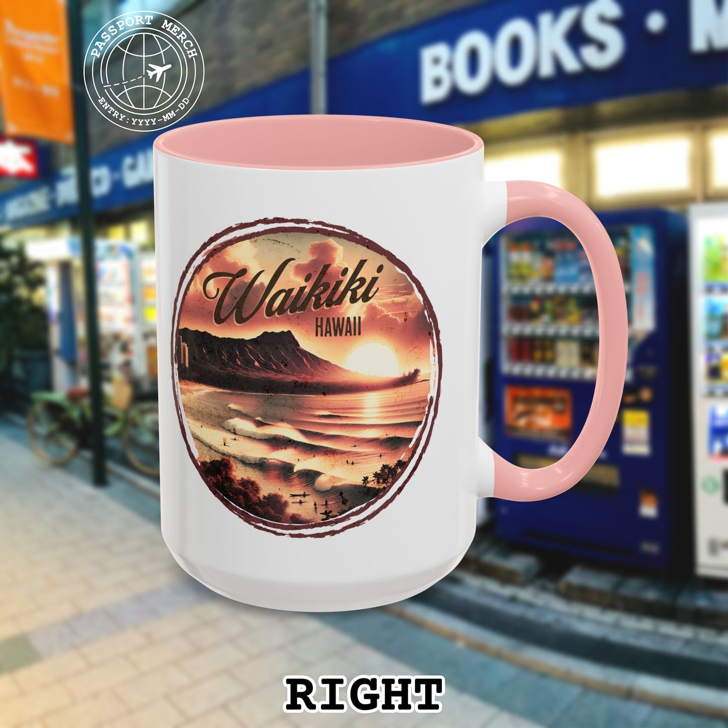 Vintage Nostalgia, Waikiki, Hawaii 15oz Mug