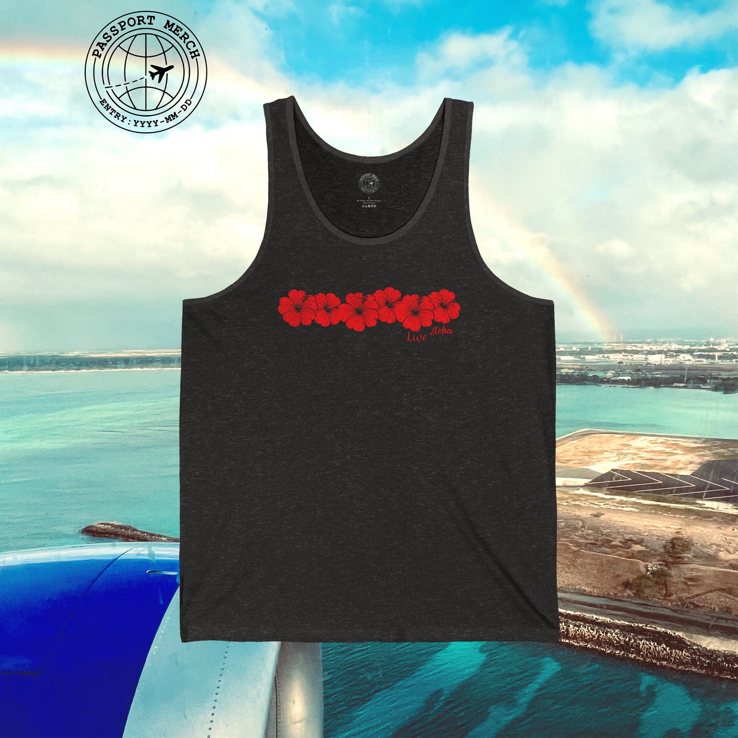 Live Aloha RED Monochrome Hibiscus, Hawaii Tank Top