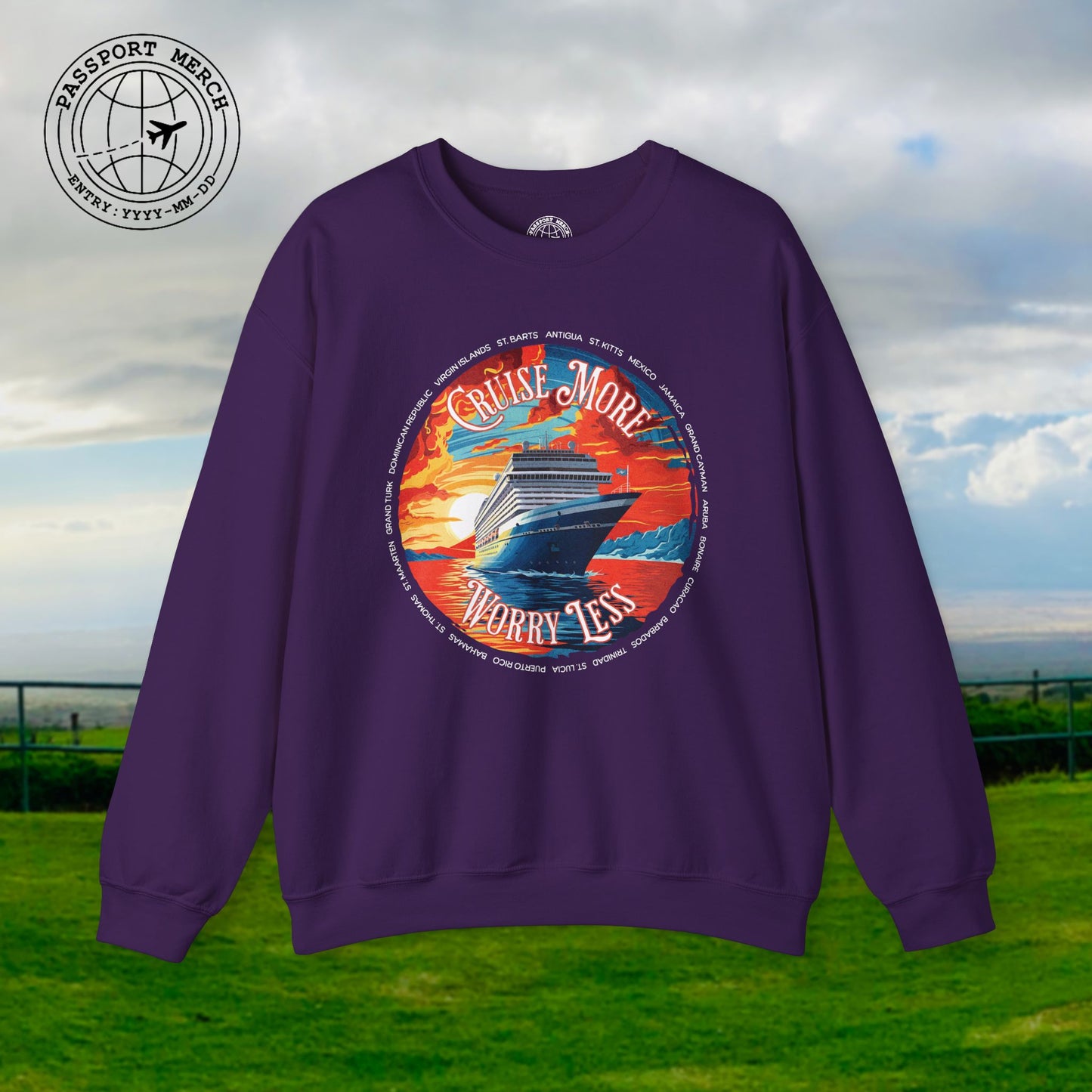Cruise More Worry Less Caribbean Crewneck
