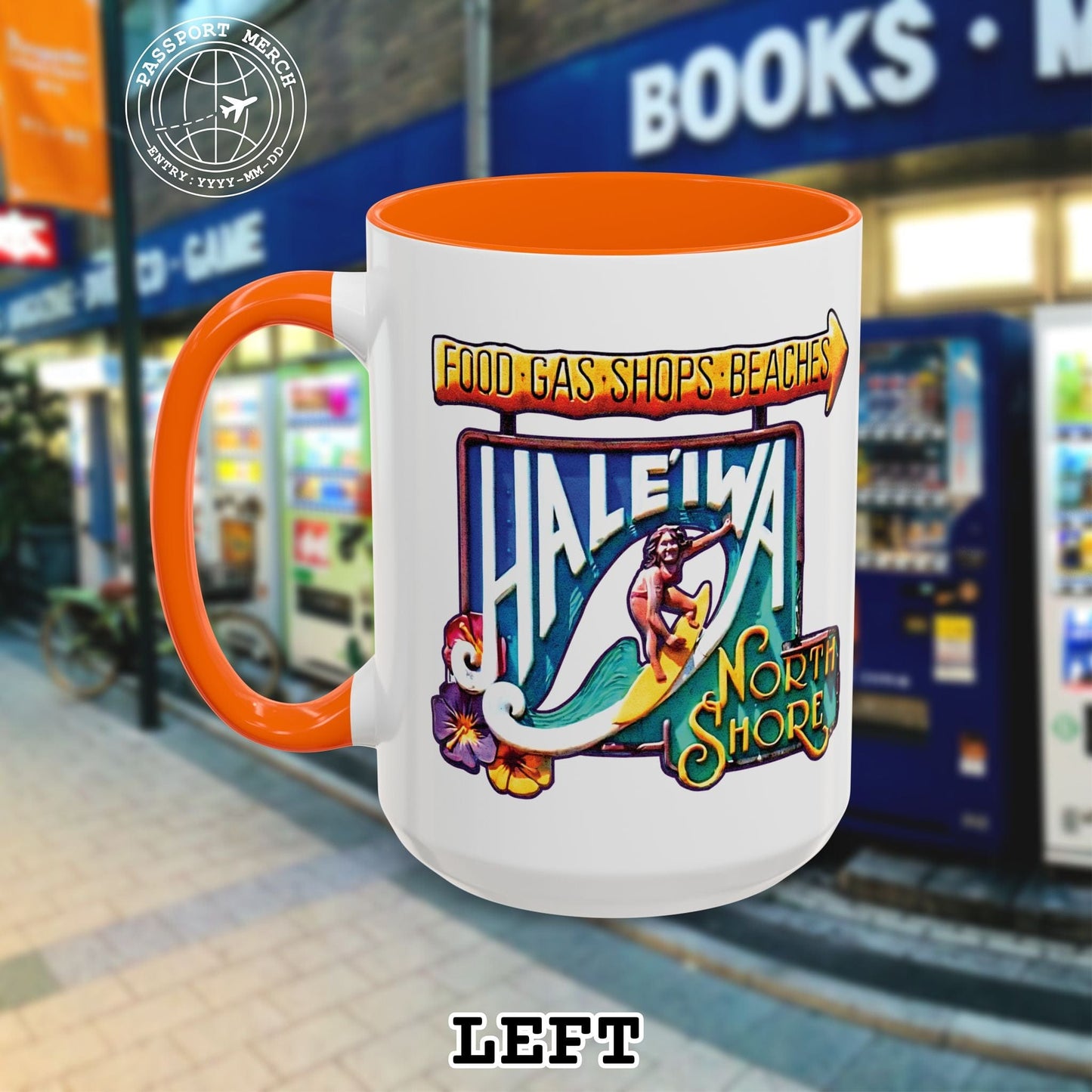 Signs of Wanderlust, Hale'iwa (North+South) Oahu, Hawaii 15oz Mug