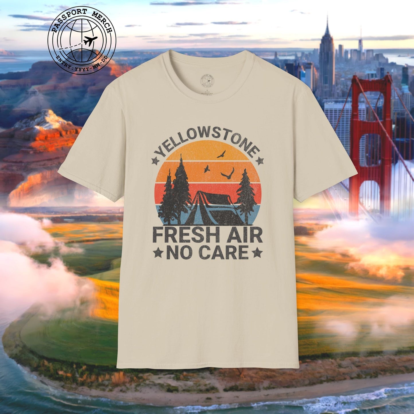 Yellowstone Fresh Air No Care Wyoming T-Shirt