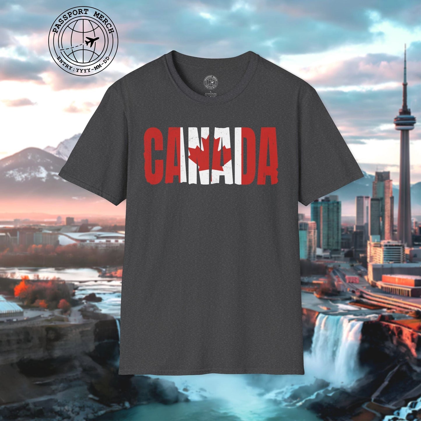 Vintage Canada Patriotism Letter Flag T-Shirt