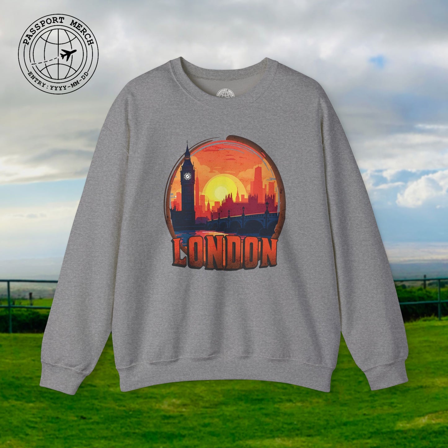 Vintage Big Ben Sunset, London, England Crewneck