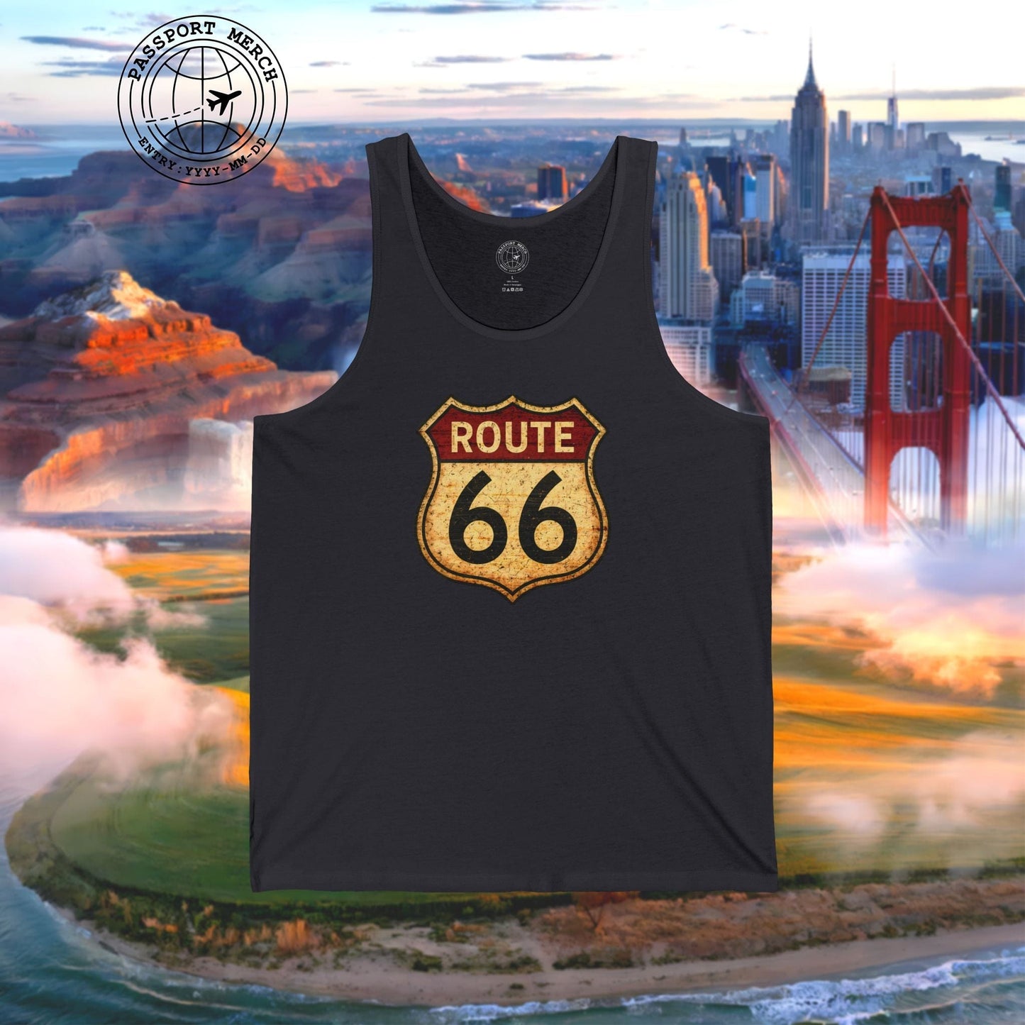 Signs of Wanderlust, Vintage Route 66, USA Tank Top