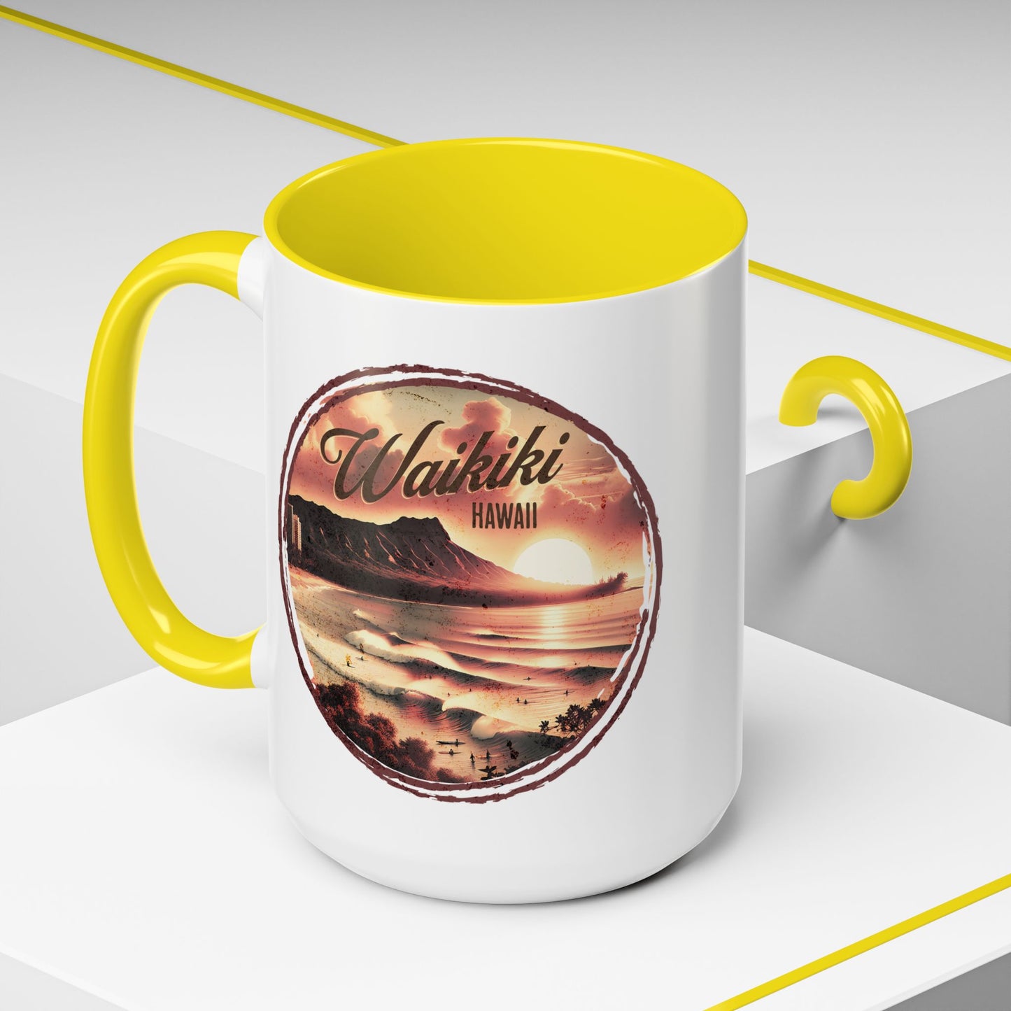 Vintage Nostalgia, Waikiki, Hawaii 15oz Mug
