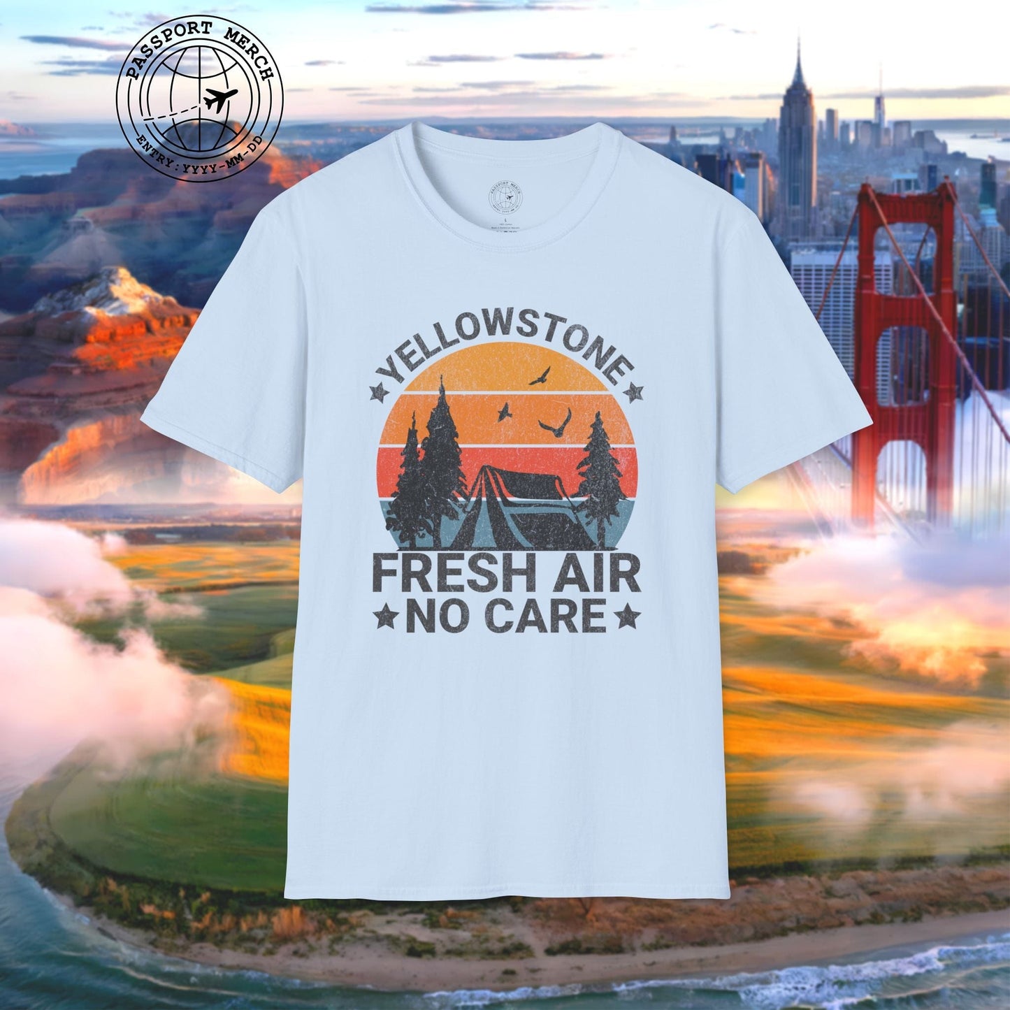 Yellowstone Fresh Air No Care Wyoming T-Shirt