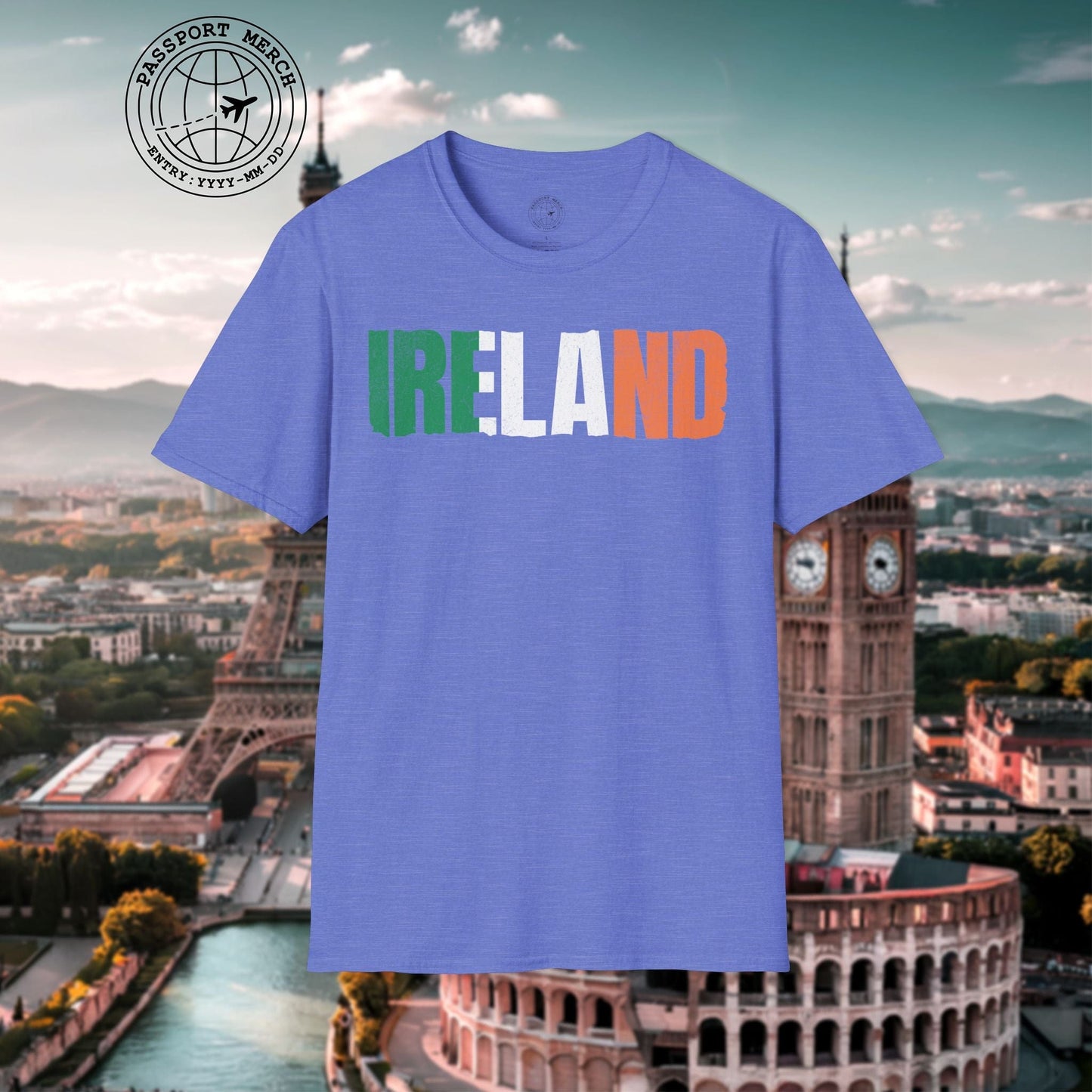 Vintage Ireland Patriotism Letter Flag T-Shirt