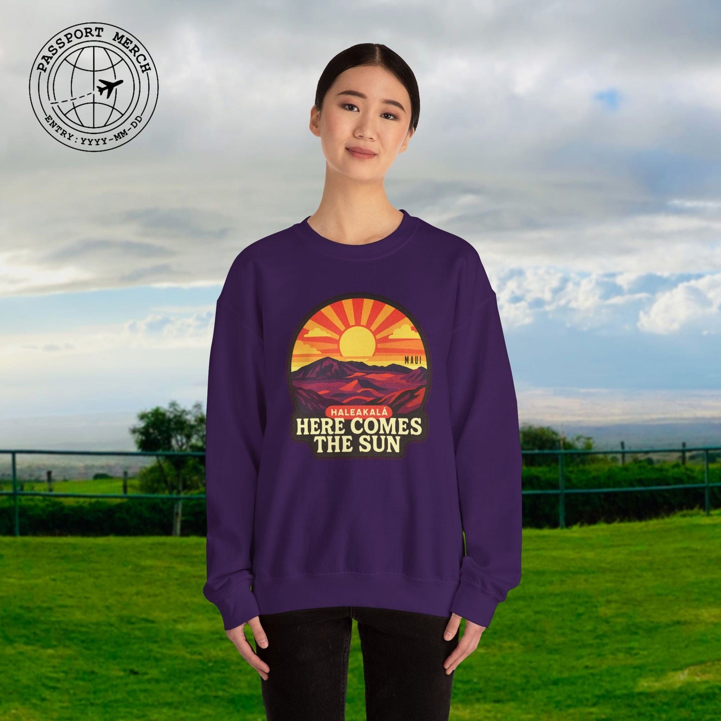 Here Comes the Sun, Haleakala, Maui, Hawaii Crewneck