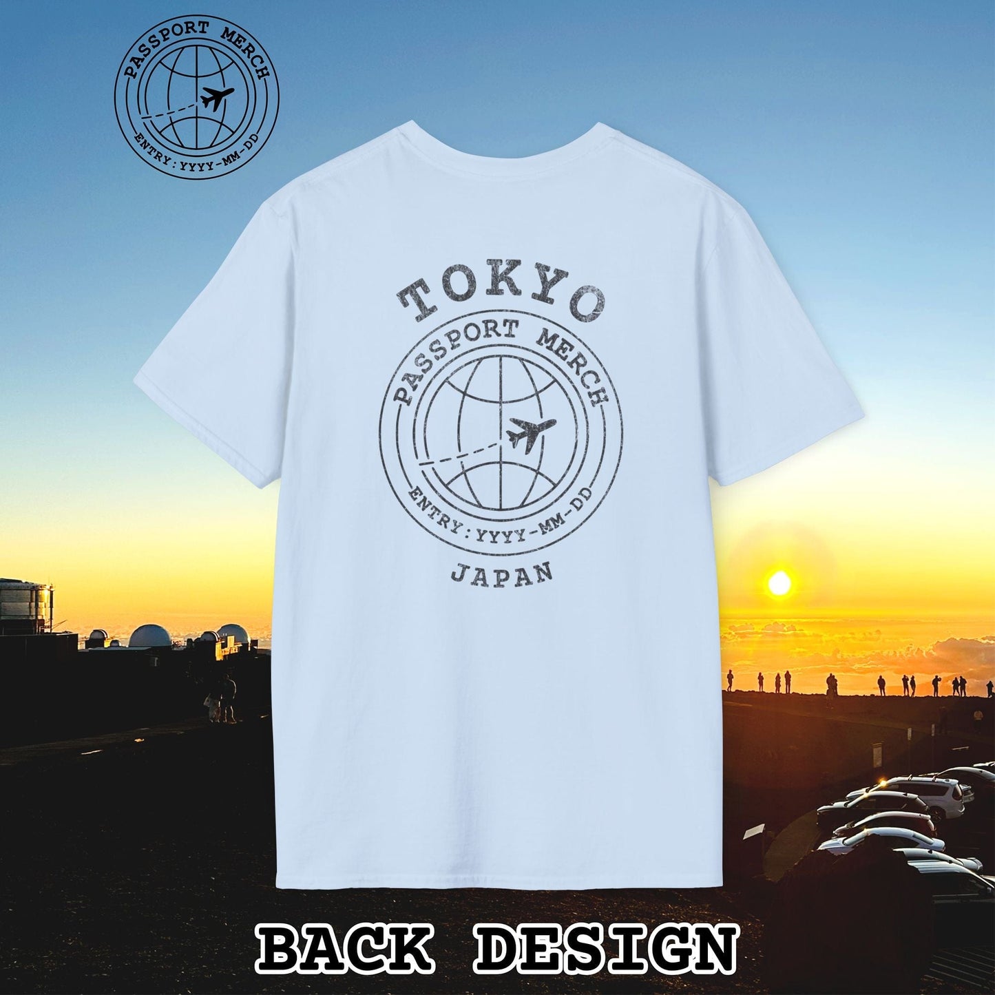 Brand Passport Stamp, Tokyo Japan, Back Print T-Shirt