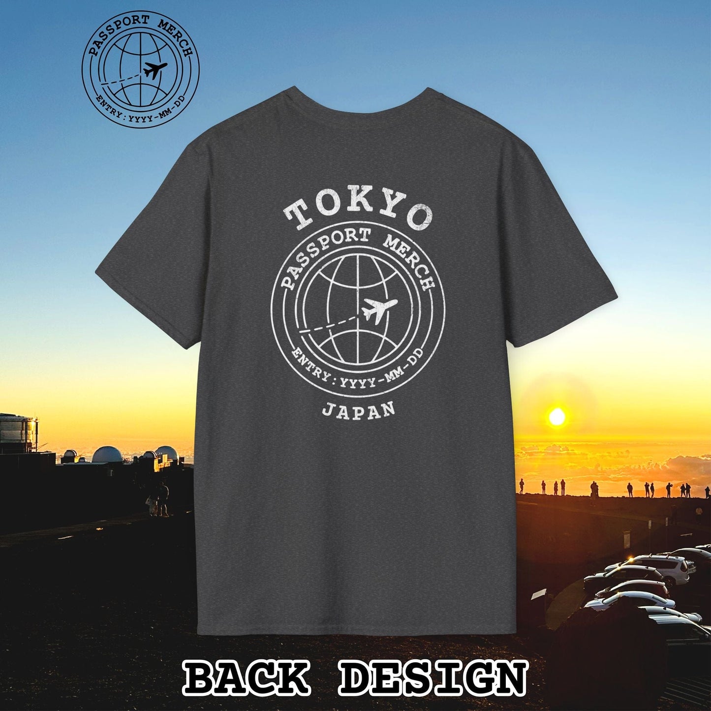 Brand Passport Stamp, Tokyo Japan, Back Print T-Shirt