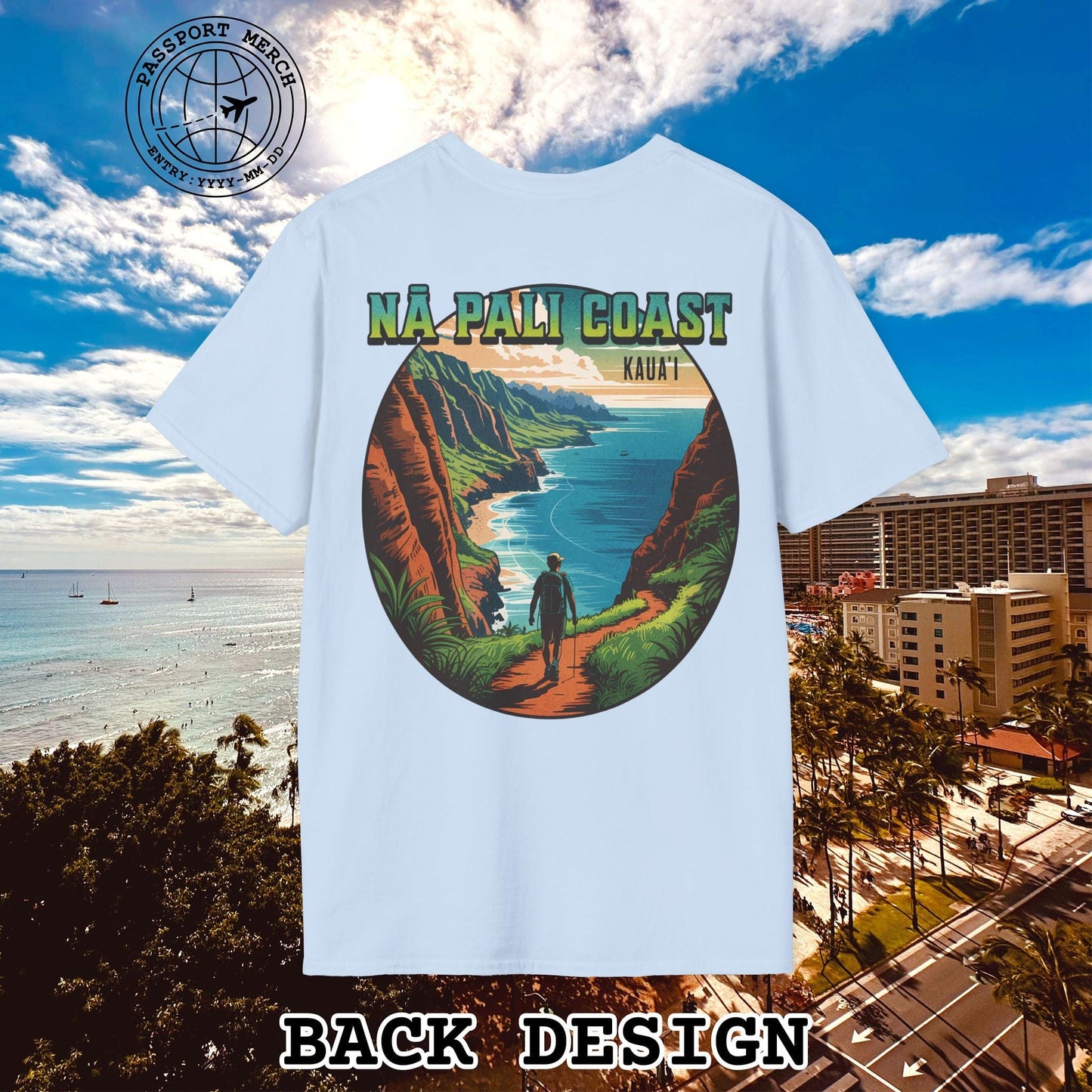 Napali Coast, Kauai, Hawaii, Back Print T-Shirt