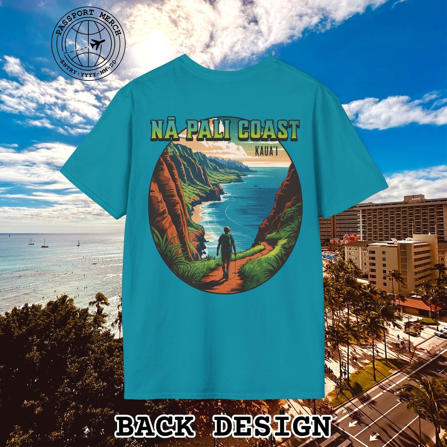 Napali Coast, Kauai, Hawaii, Back Print T-Shirt