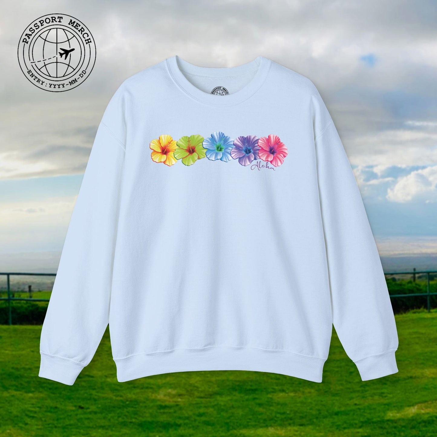 Five Vibrant Hibiscus, Hawaii Crewneck