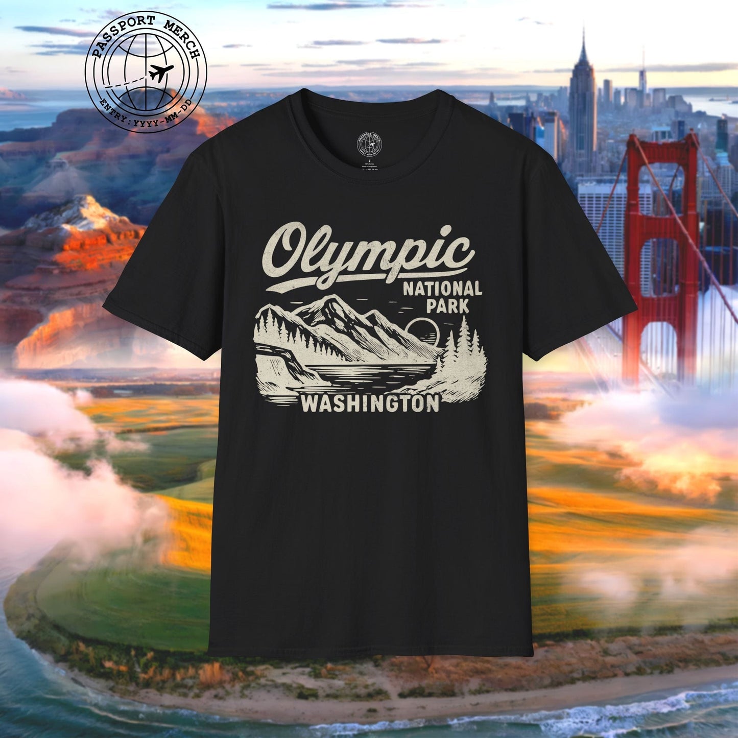 Olympic National Park Vintage Monochrome, Washington T-Shirt
