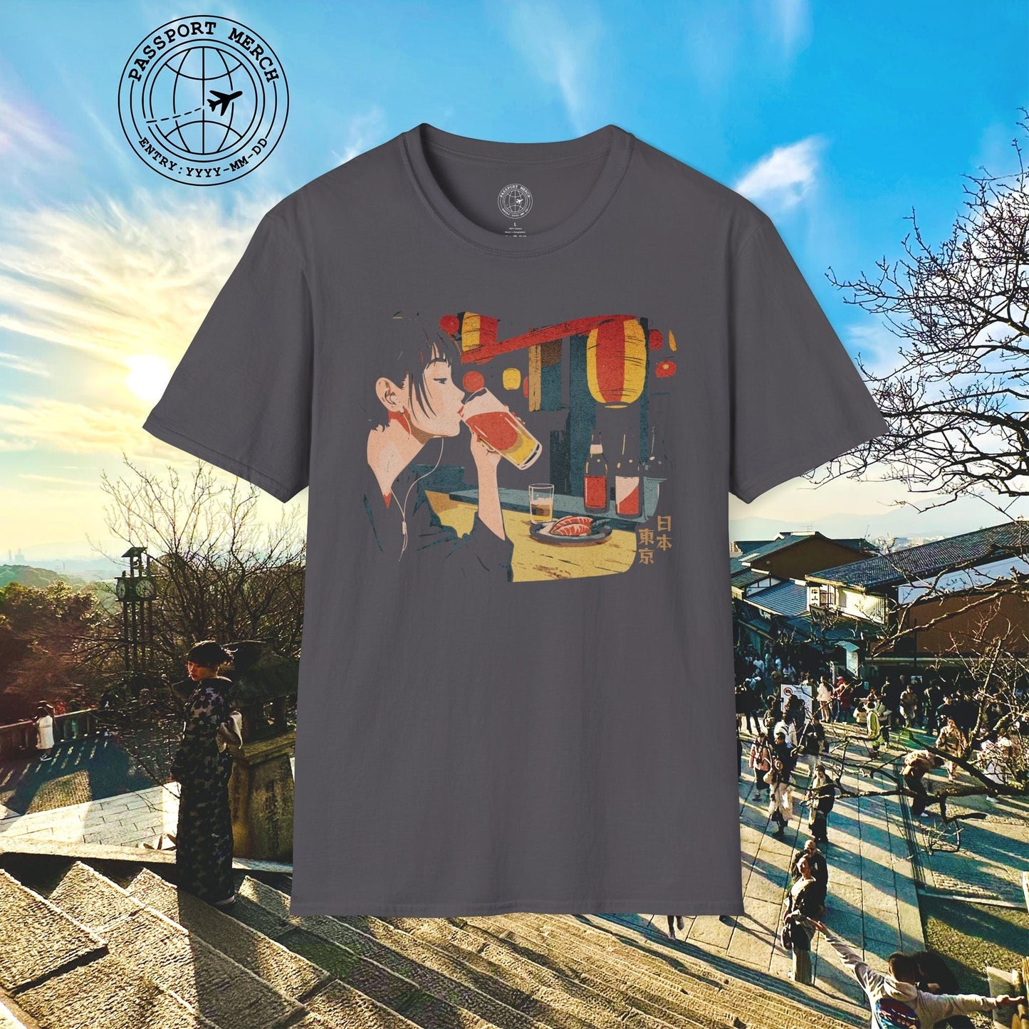 Woman Drinking in Shibuya, Tokyo, Japan T-Shirt