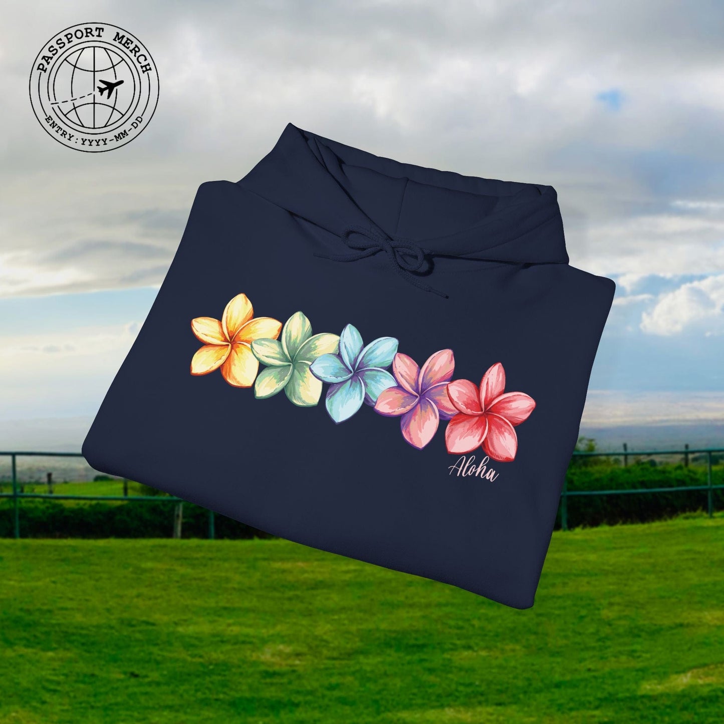 Five Vibrant Plumerias, Hawaii Hoodie