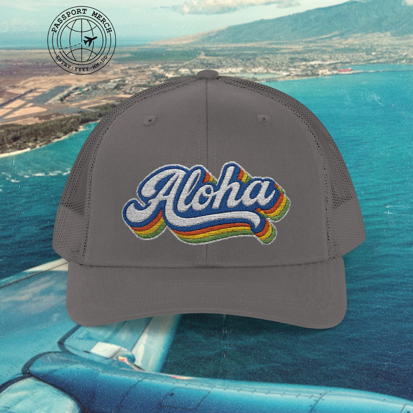 Classic 70s, Aloha, Hawaii Embroidered Trucker Hat