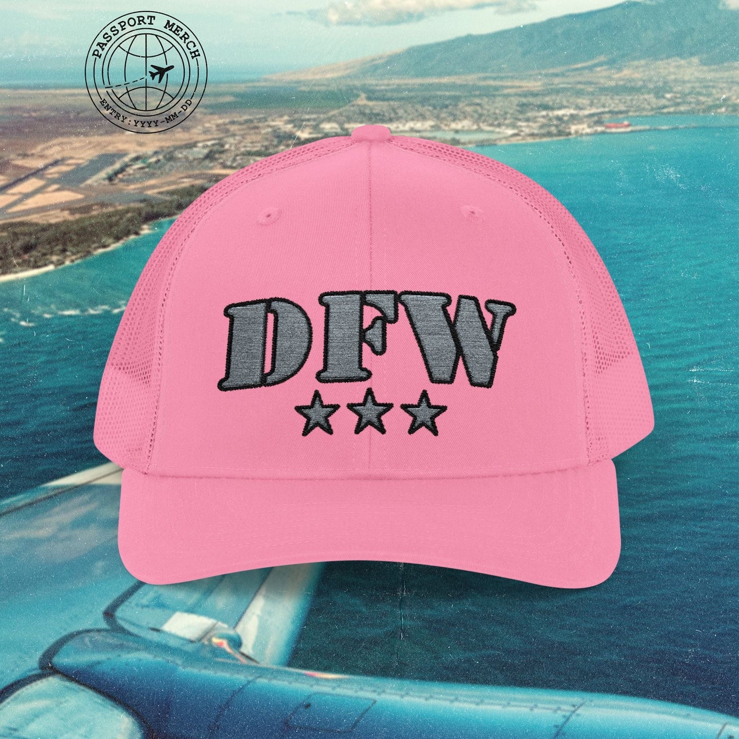 Classic Military, Dallas Fort Worth Texas Airport Code (DFW) Embroidered Trucker Hat