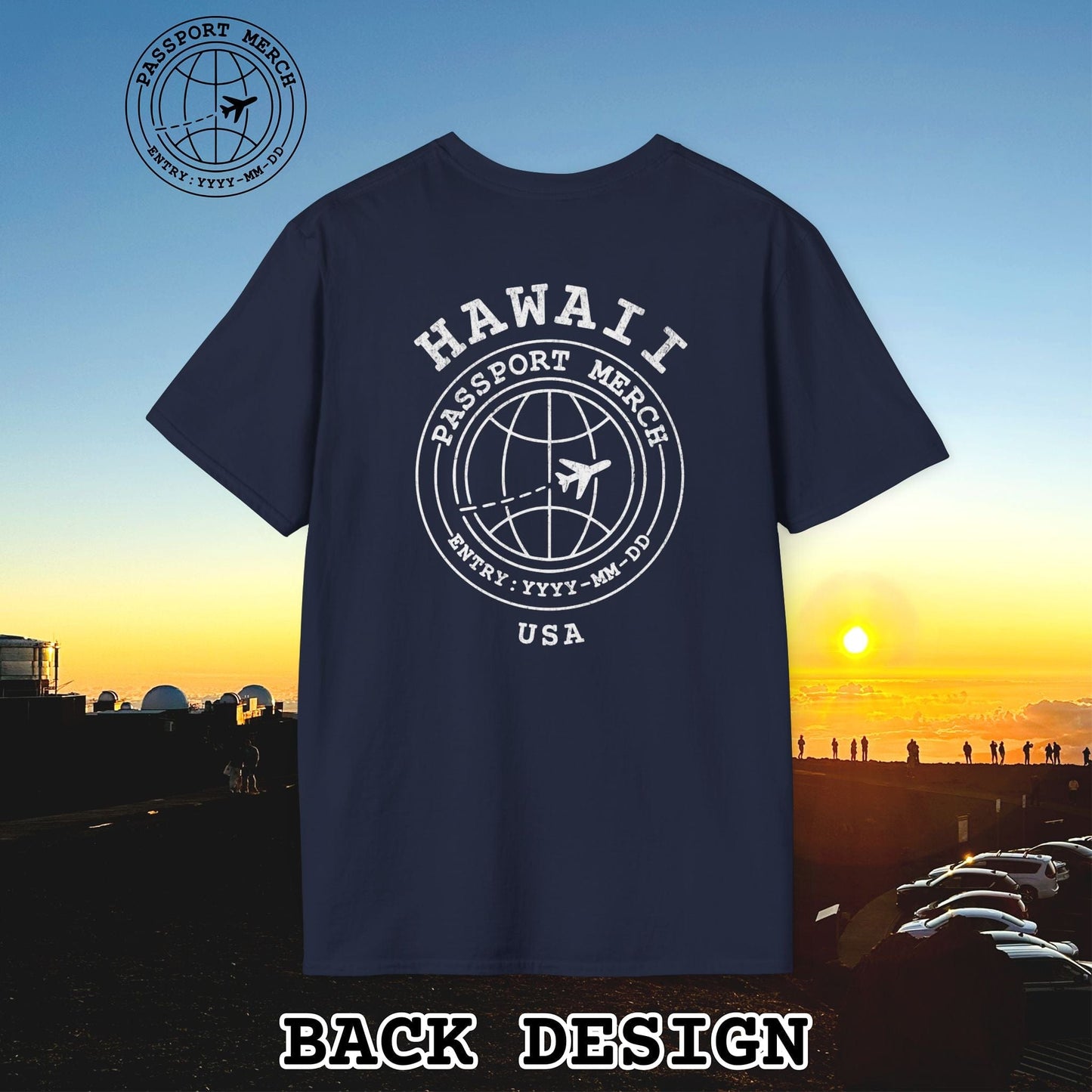 Brand Passport Stamp, Hawaii, Back Print T-Shirt