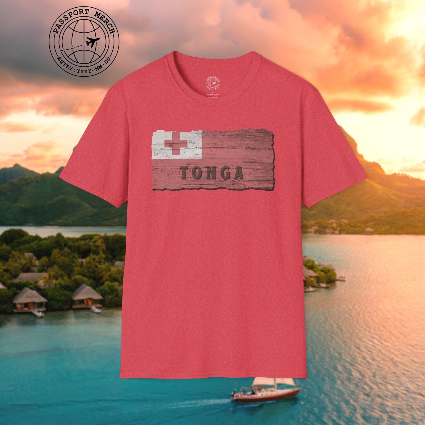 Kingdom of Tonga Woodworked Flag T-Shirt