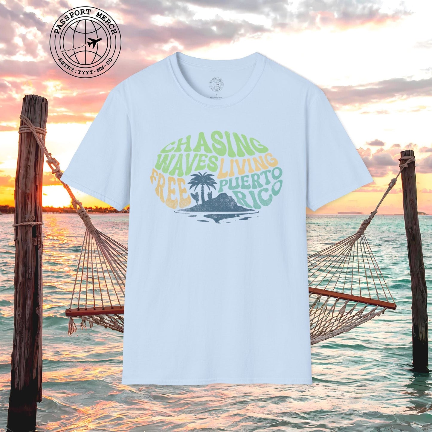 Chasing Waves Living Free Puerto Rico T-Shirt