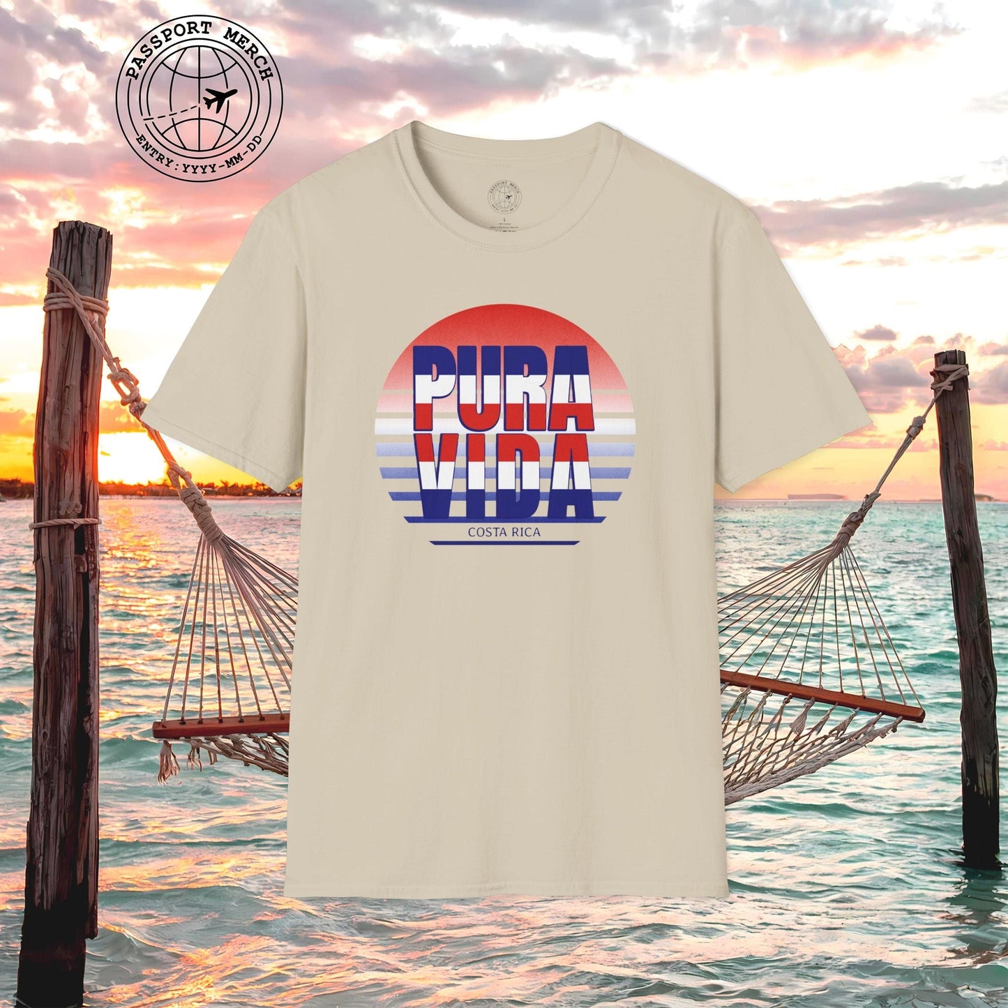 Pura Vida Patriotism Costa Rica Letter Flag T-Shirt