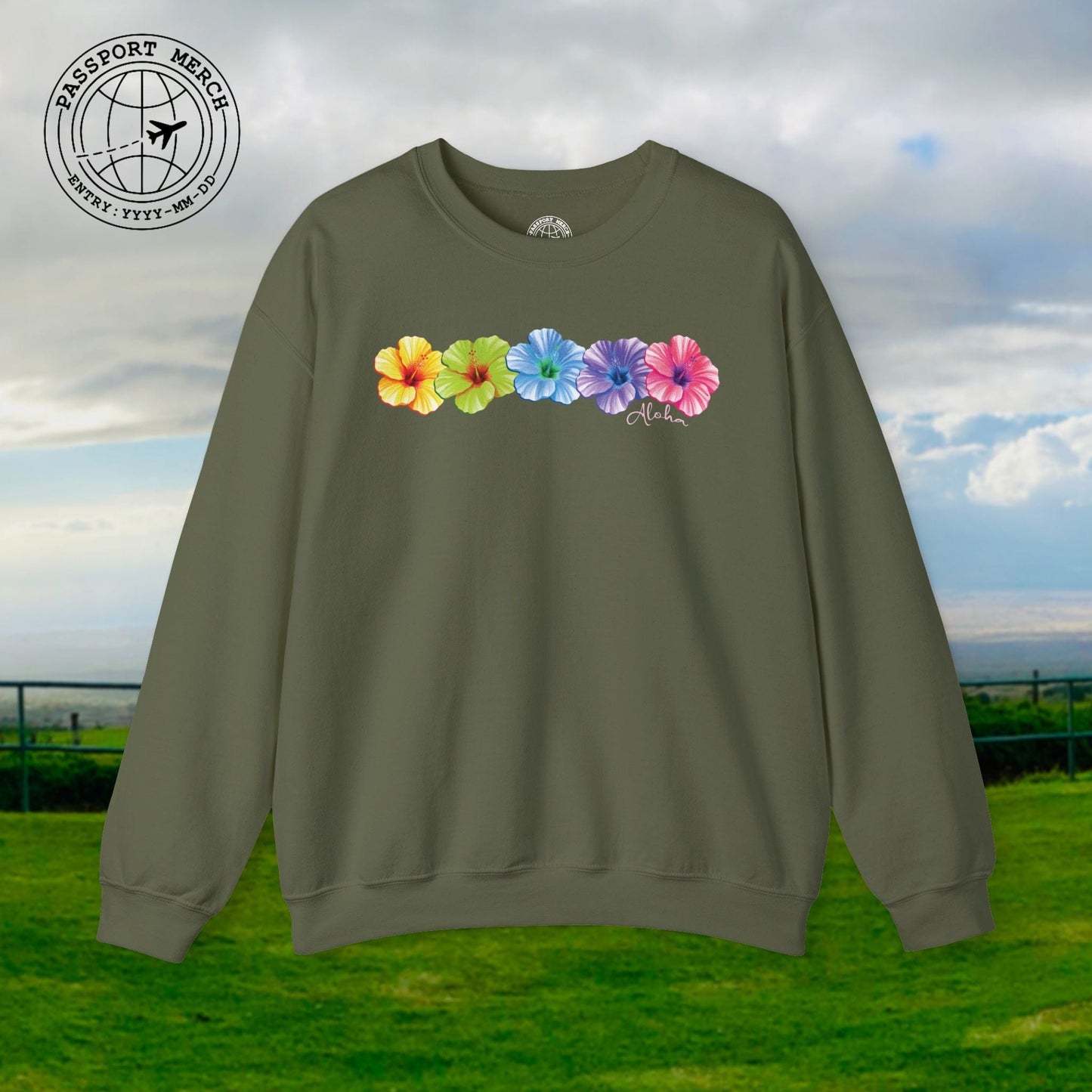 Five Vibrant Hibiscus, Hawaii Crewneck