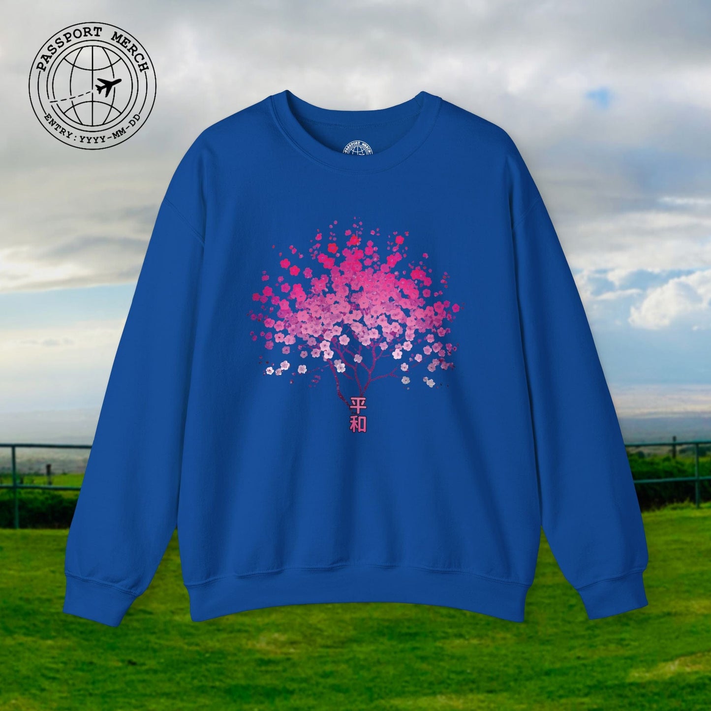 Cherry Blossoms Growing from Peace Japan Crewneck