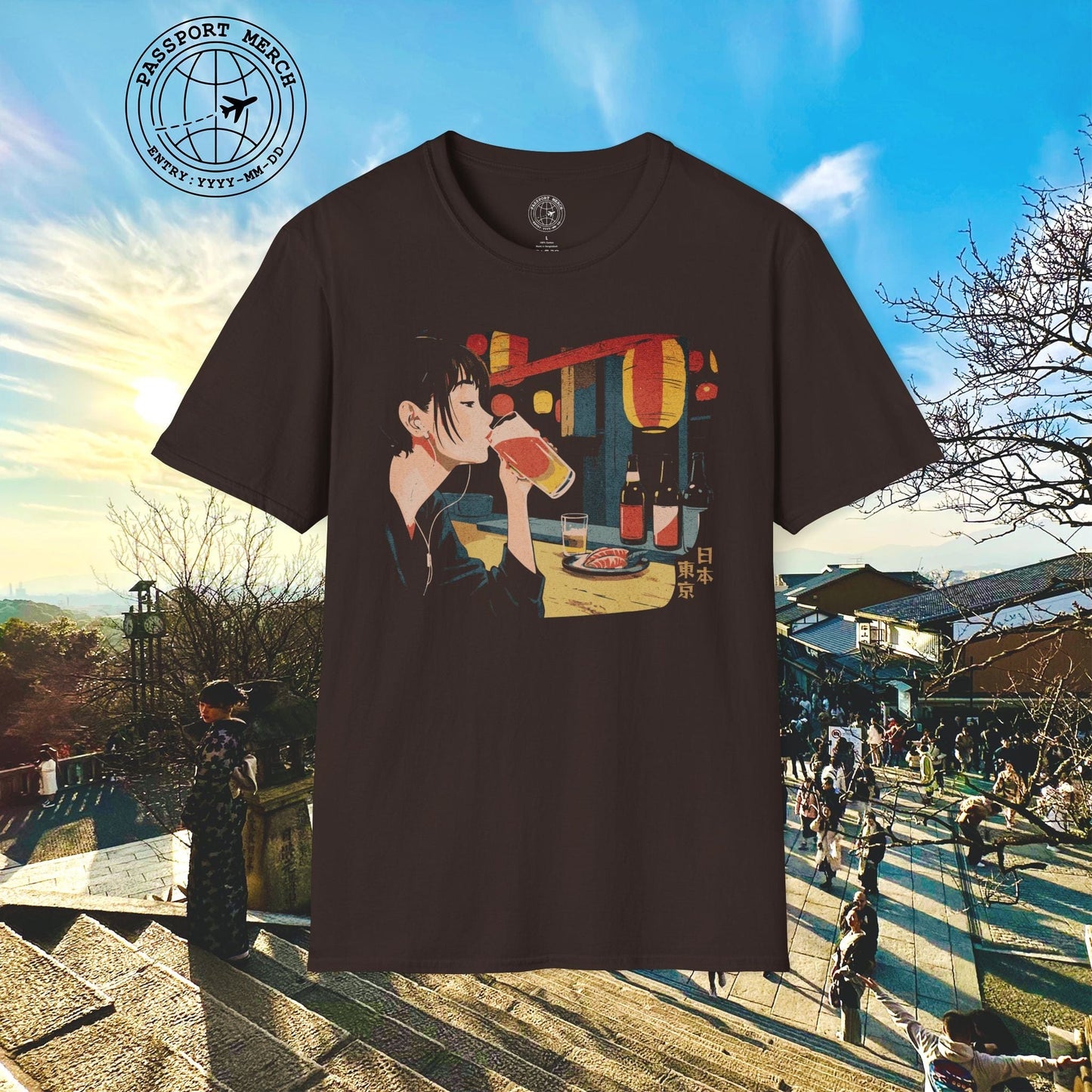 Woman Drinking in Shibuya, Tokyo, Japan T-Shirt