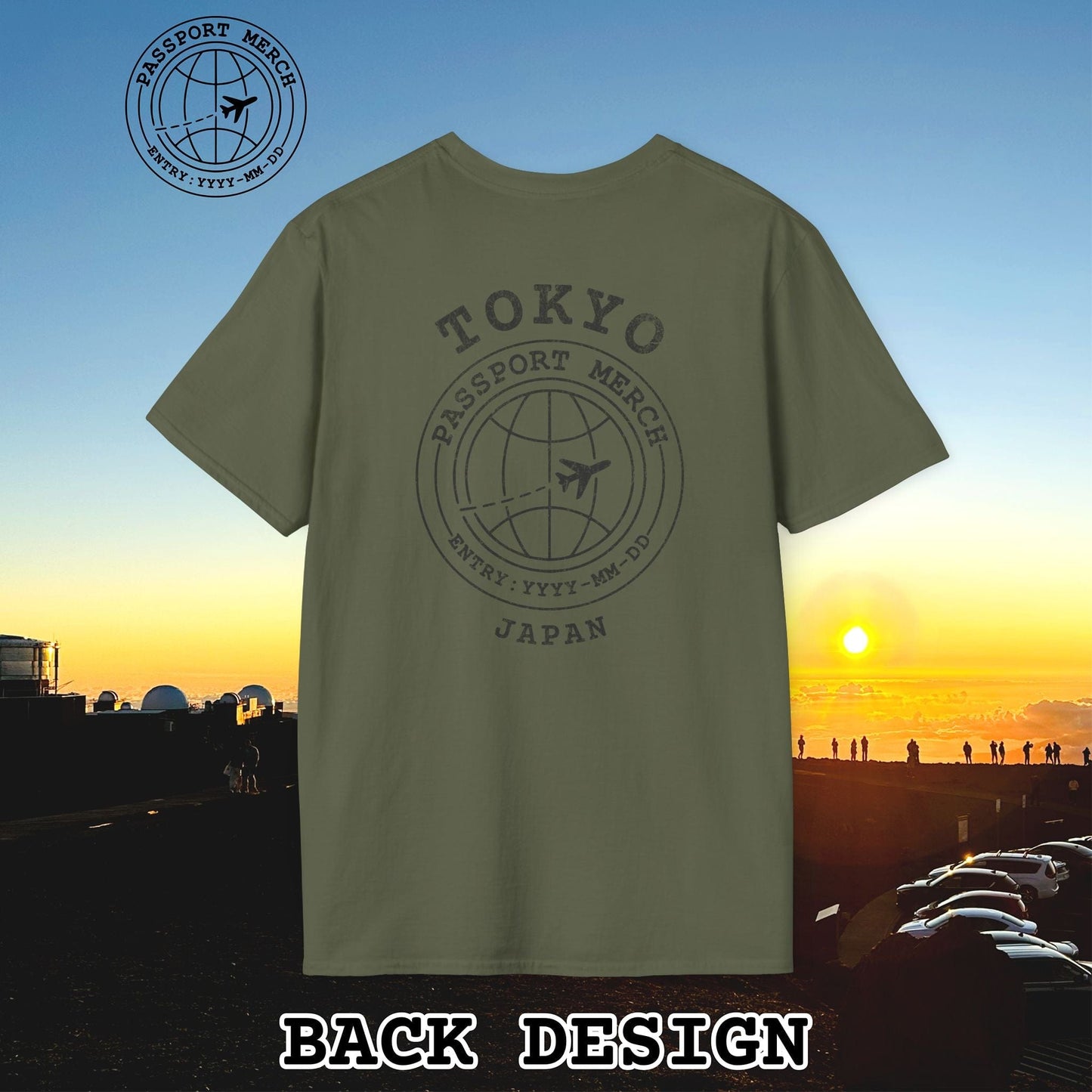 Brand Passport Stamp, Tokyo Japan, Back Print T-Shirt