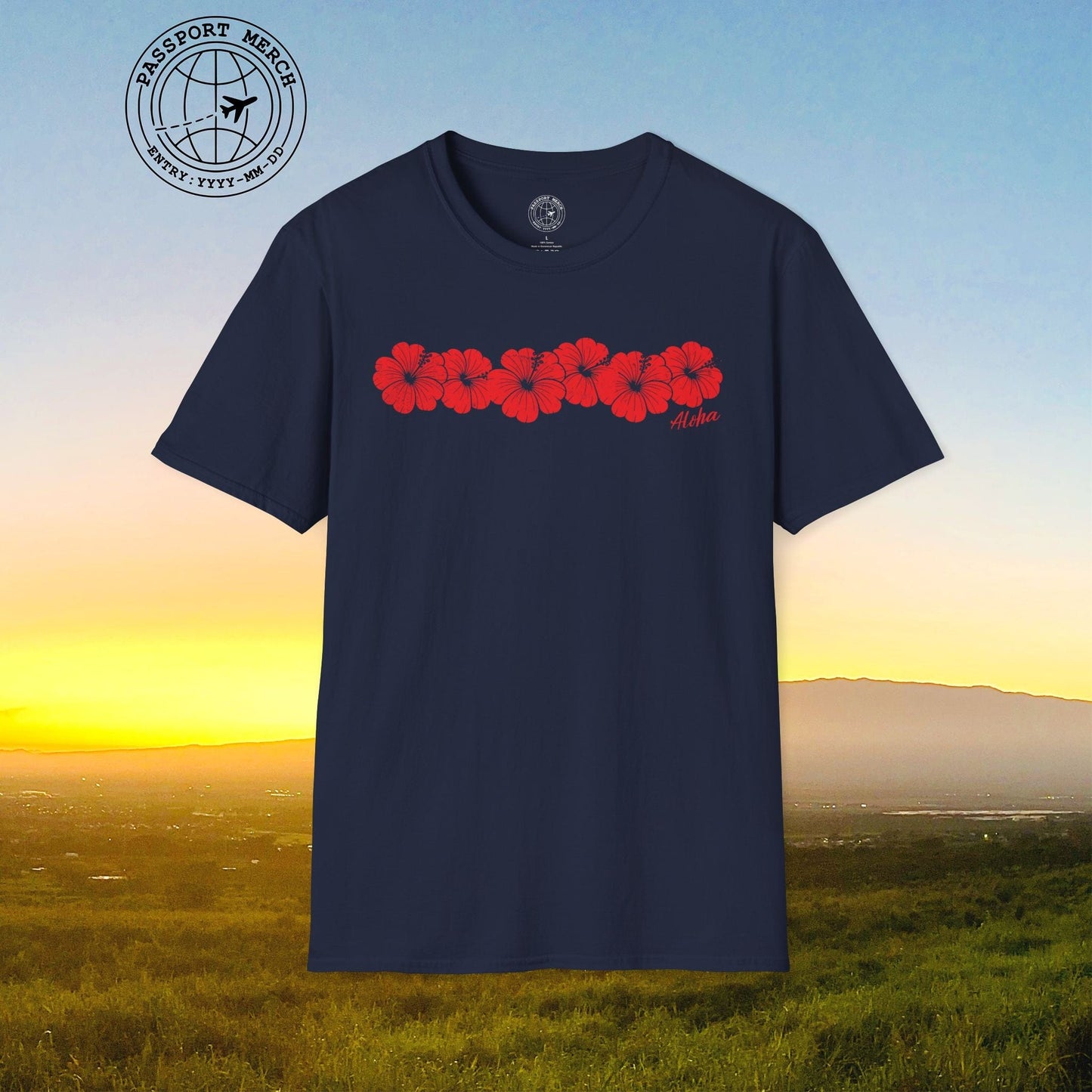 RED Monochrome Hibiscus, Hawaii T-Shirt