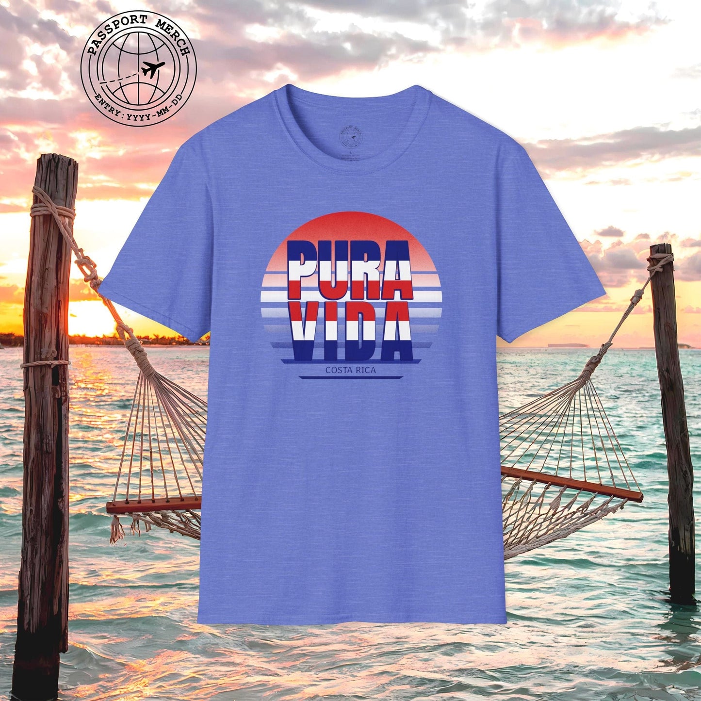Pura Vida Patriotism Costa Rica Letter Flag T-Shirt
