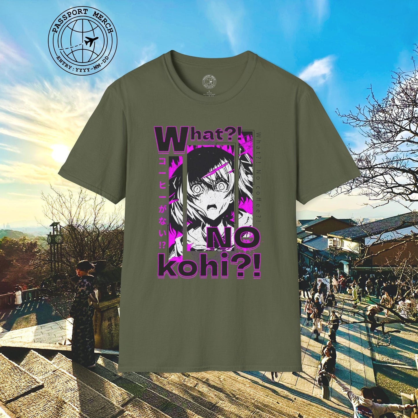 The "What?! No kohi?!" Anime Terror Face Japan T-Shirt