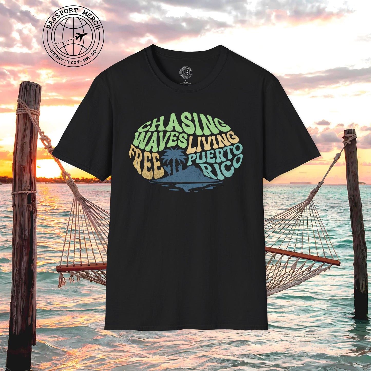 Chasing Waves Living Free Puerto Rico T-Shirt