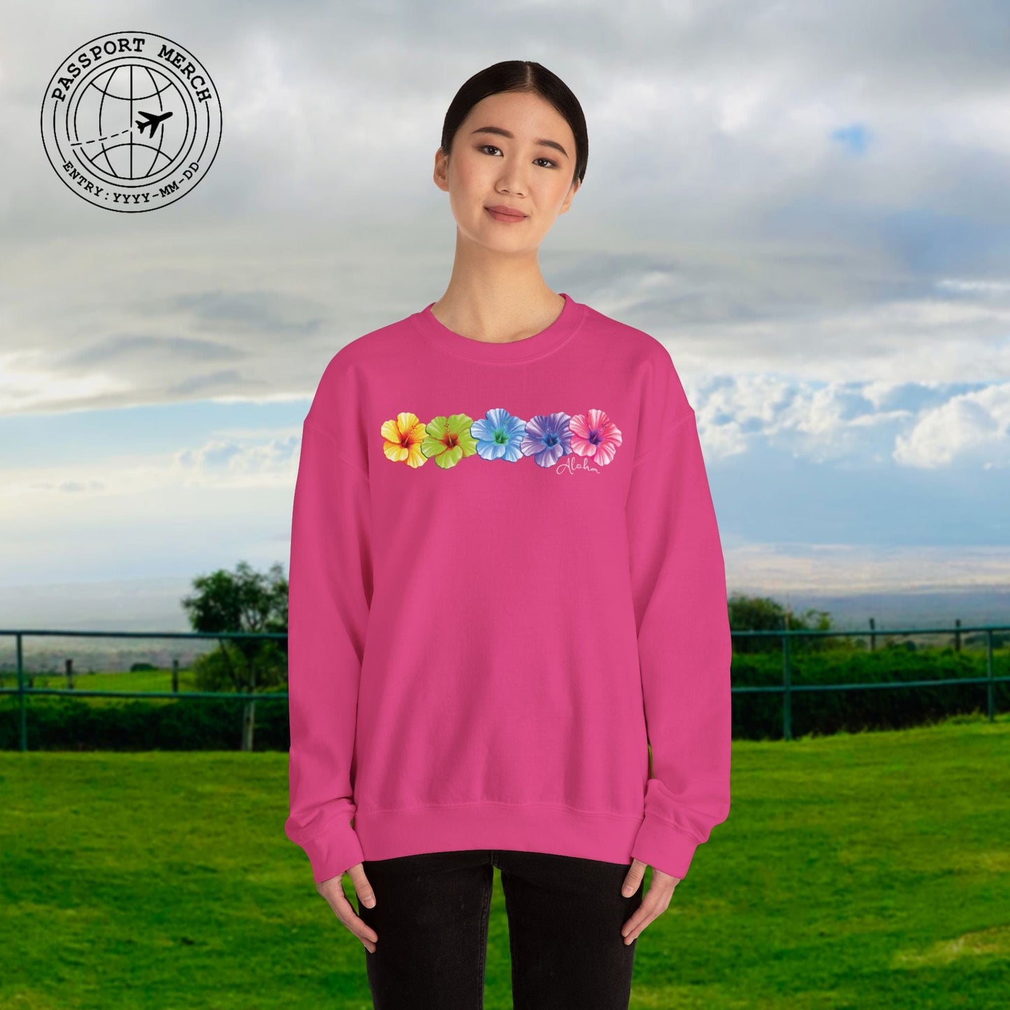 Five Vibrant Hibiscus, Hawaii Crewneck
