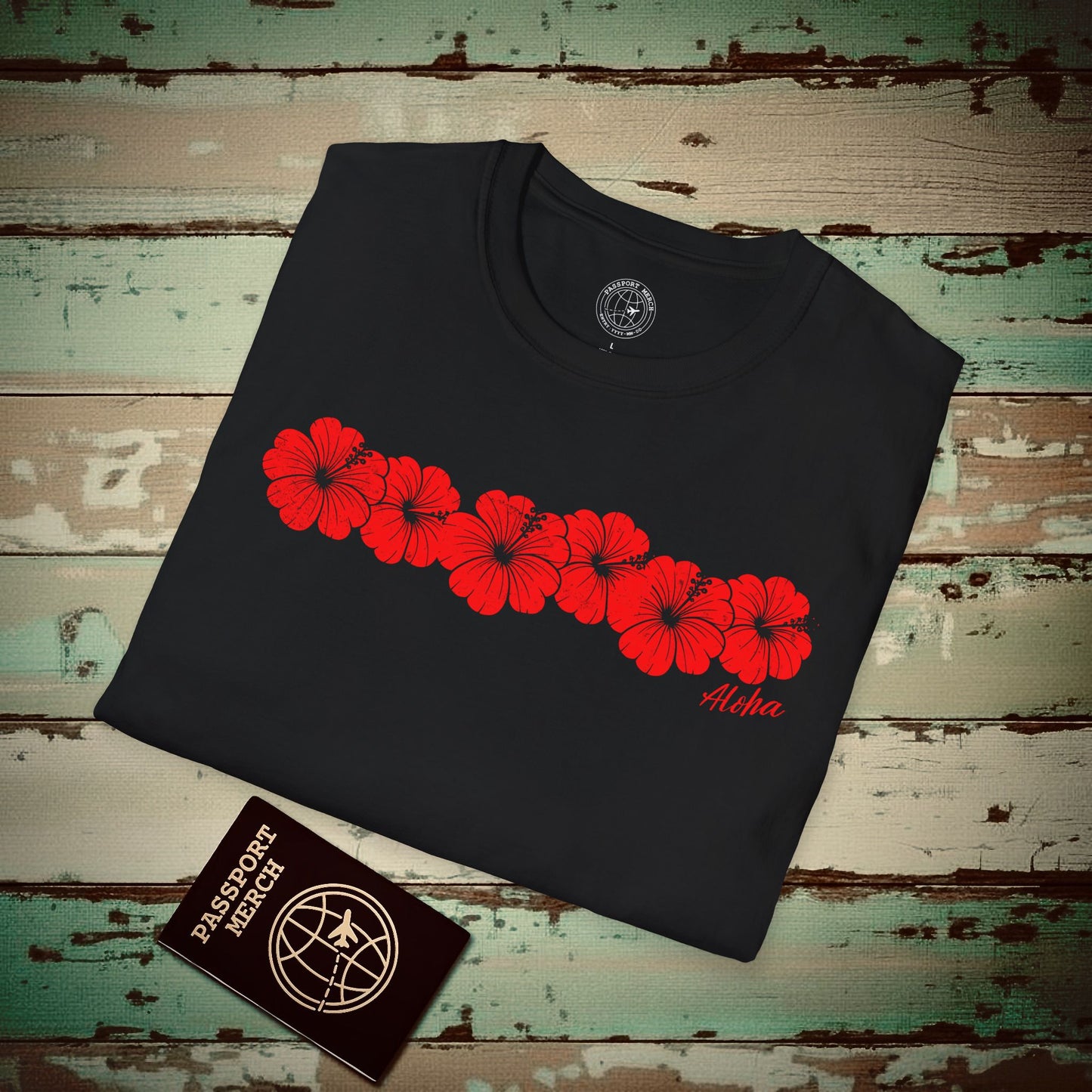 RED Monochrome Hibiscus, Hawaii T-Shirt