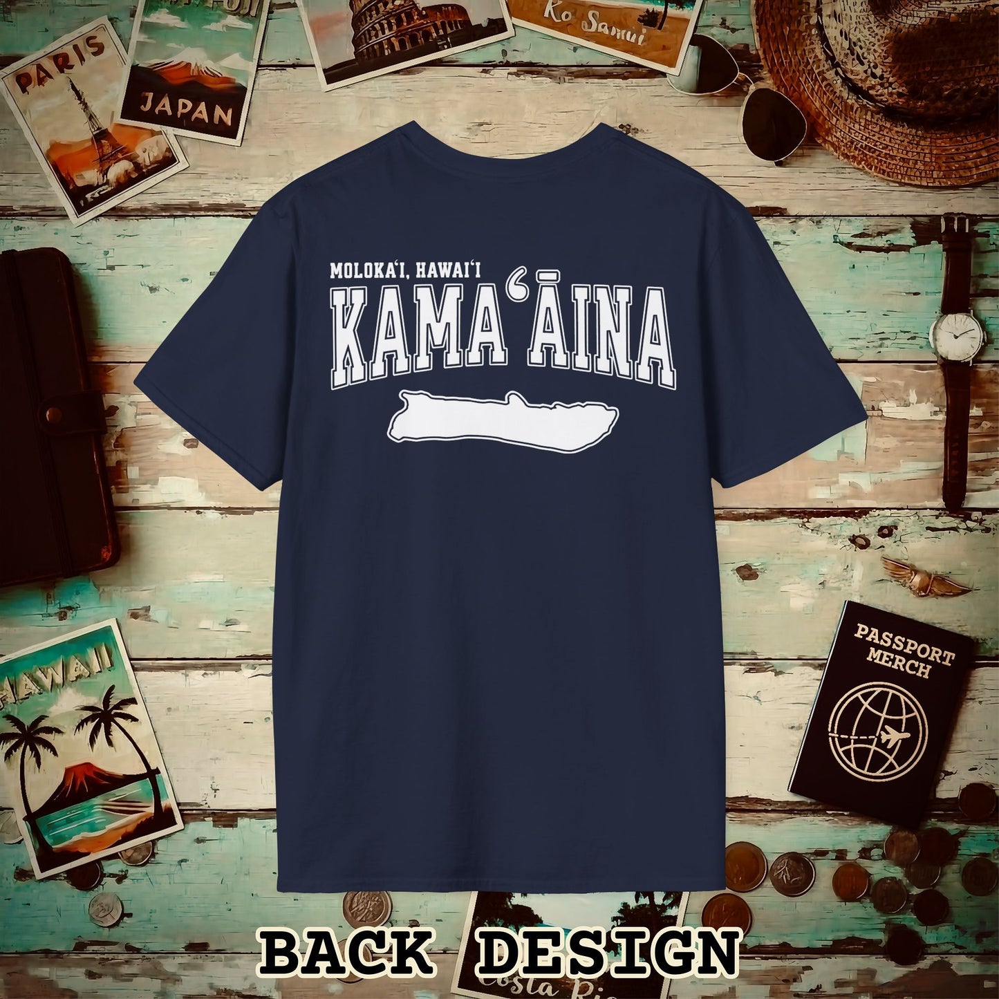 Classic University (Kamaaina Edition), Molokai, Hawaii Back Print T-Shirt