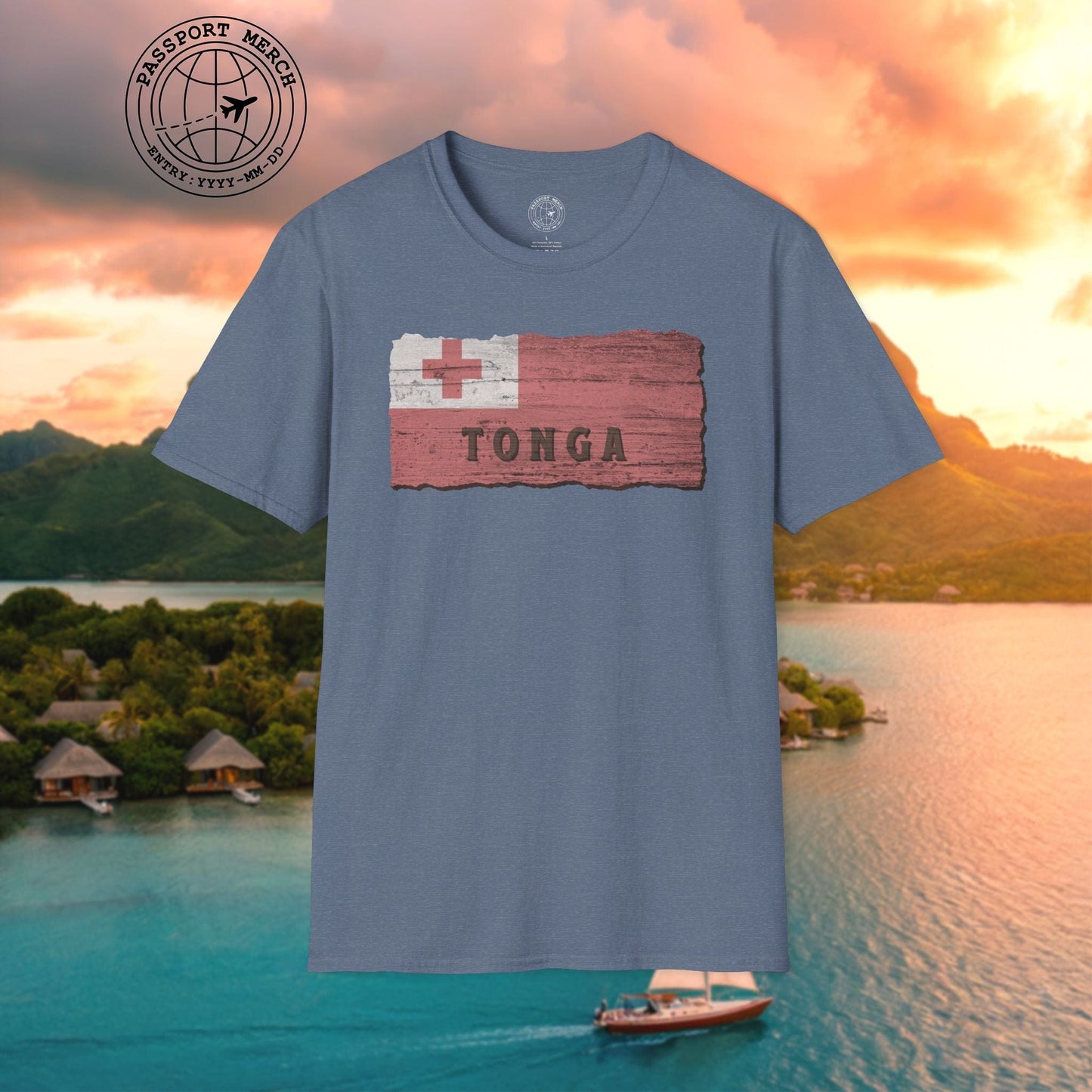 Kingdom of Tonga Woodworked Flag T-Shirt