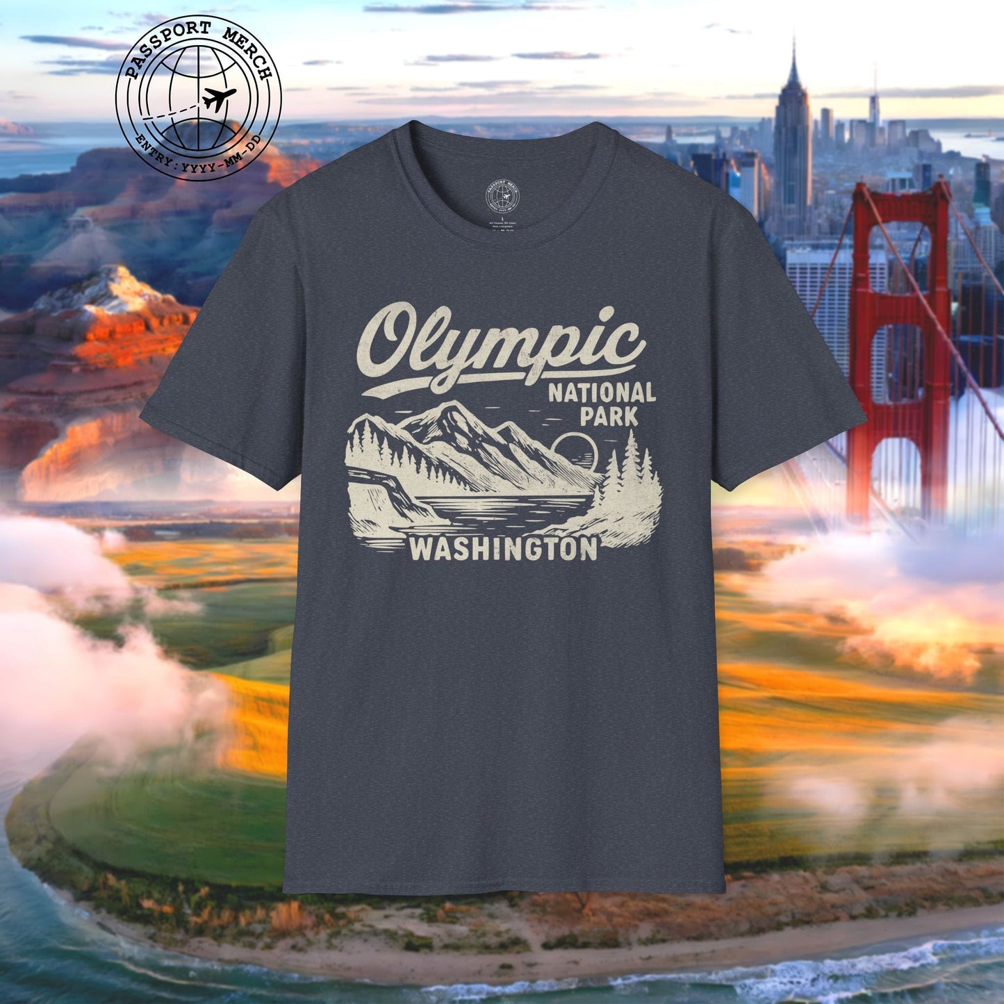 Olympic National Park Vintage Monochrome, Washington T-Shirt