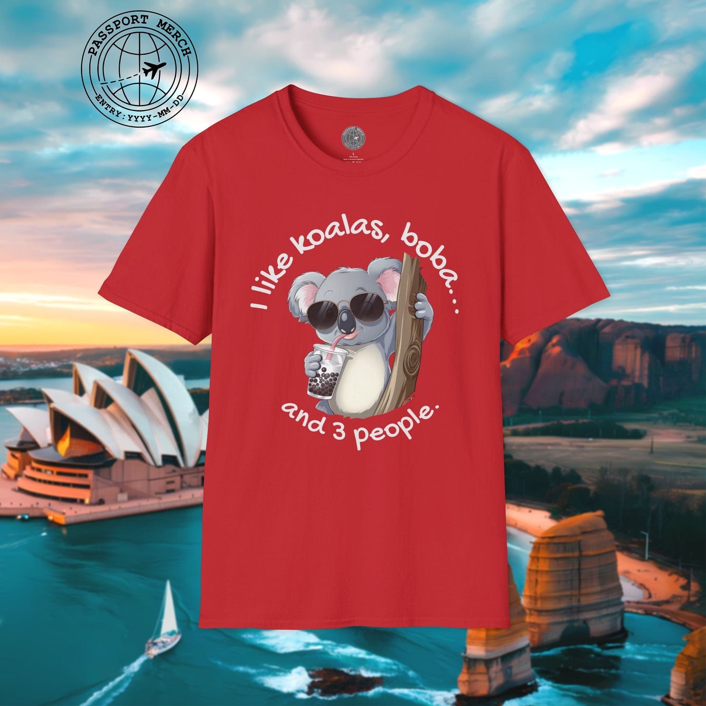 I like koalas, boba, and 3 people Australia T-Shirt