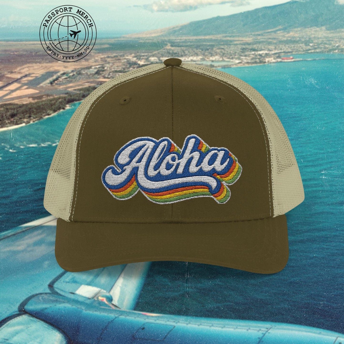 Classic 70s, Aloha, Hawaii Embroidered Trucker Hat