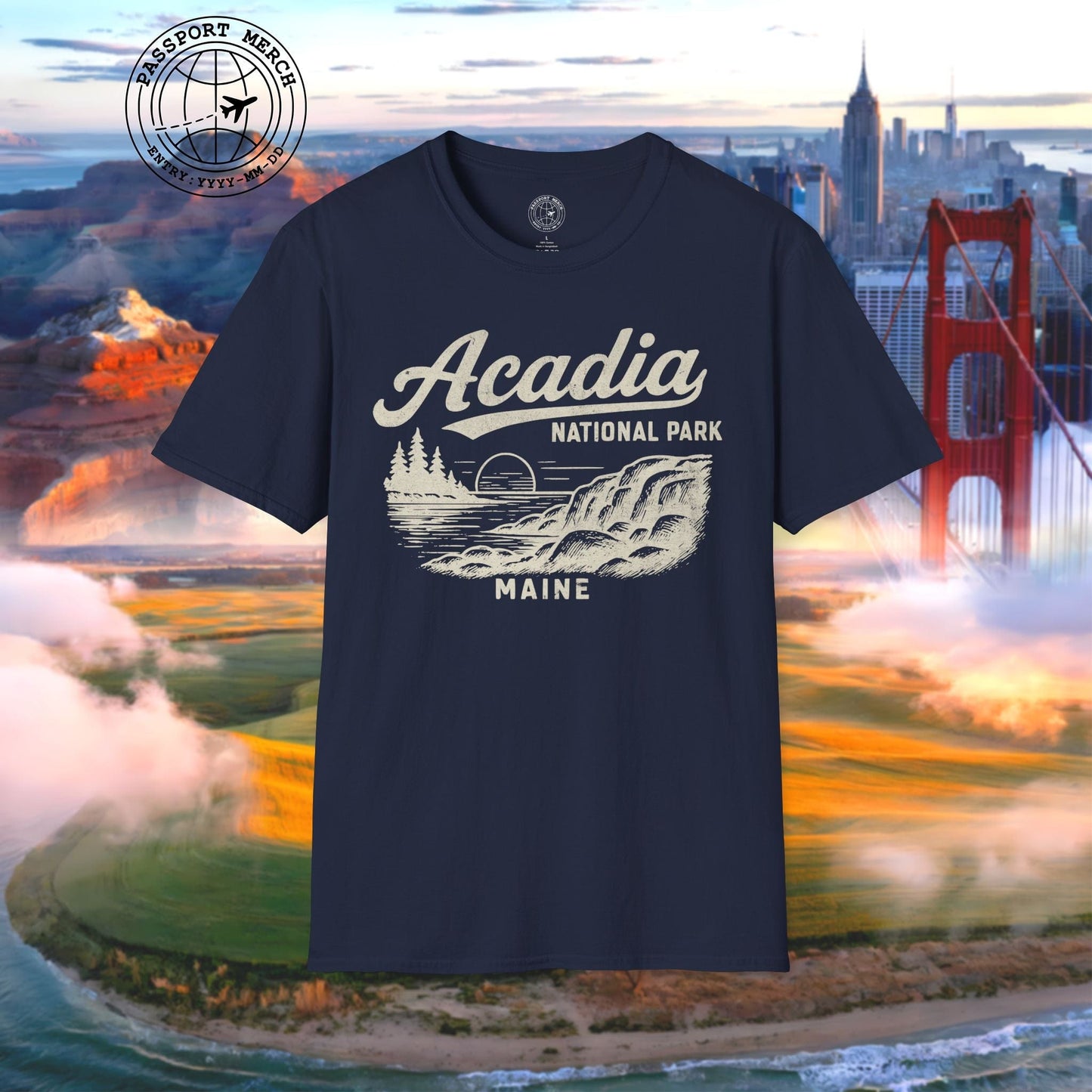Acadia National Park Vintage Monochrome, Maine T-Shirt