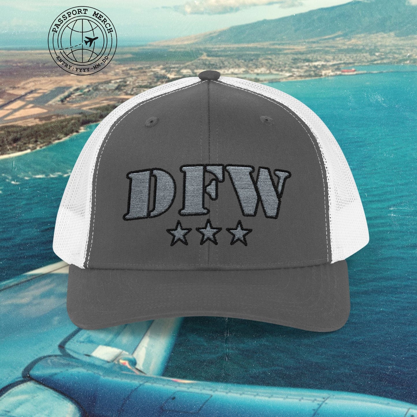 Classic Military, Dallas Fort Worth Texas Airport Code (DFW) Embroidered Trucker Hat