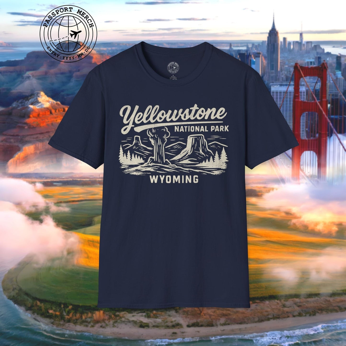 Yellowstone National Park Vintage Monochrome, Wyoming T-Shirt
