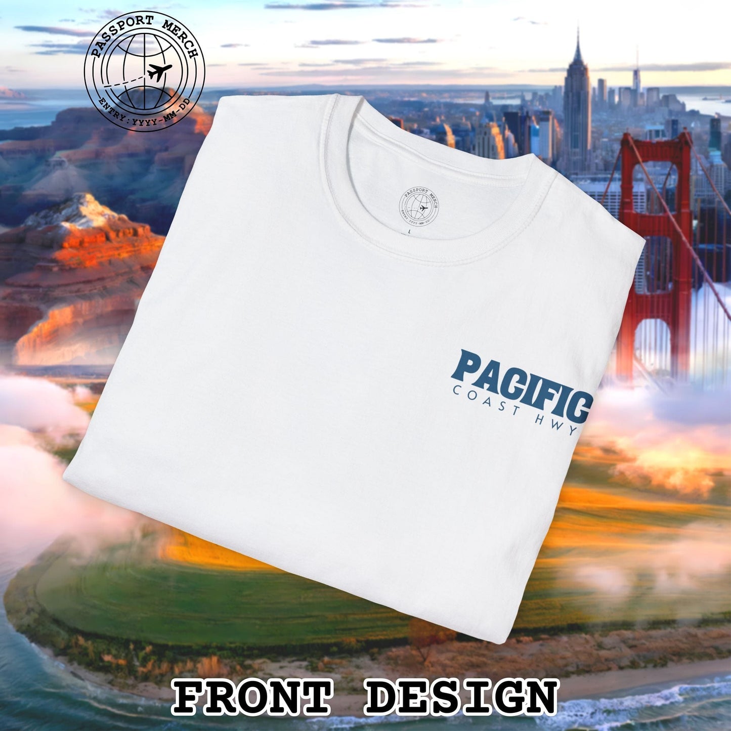 Santa Monica California PCH, Back Print T-Shirt