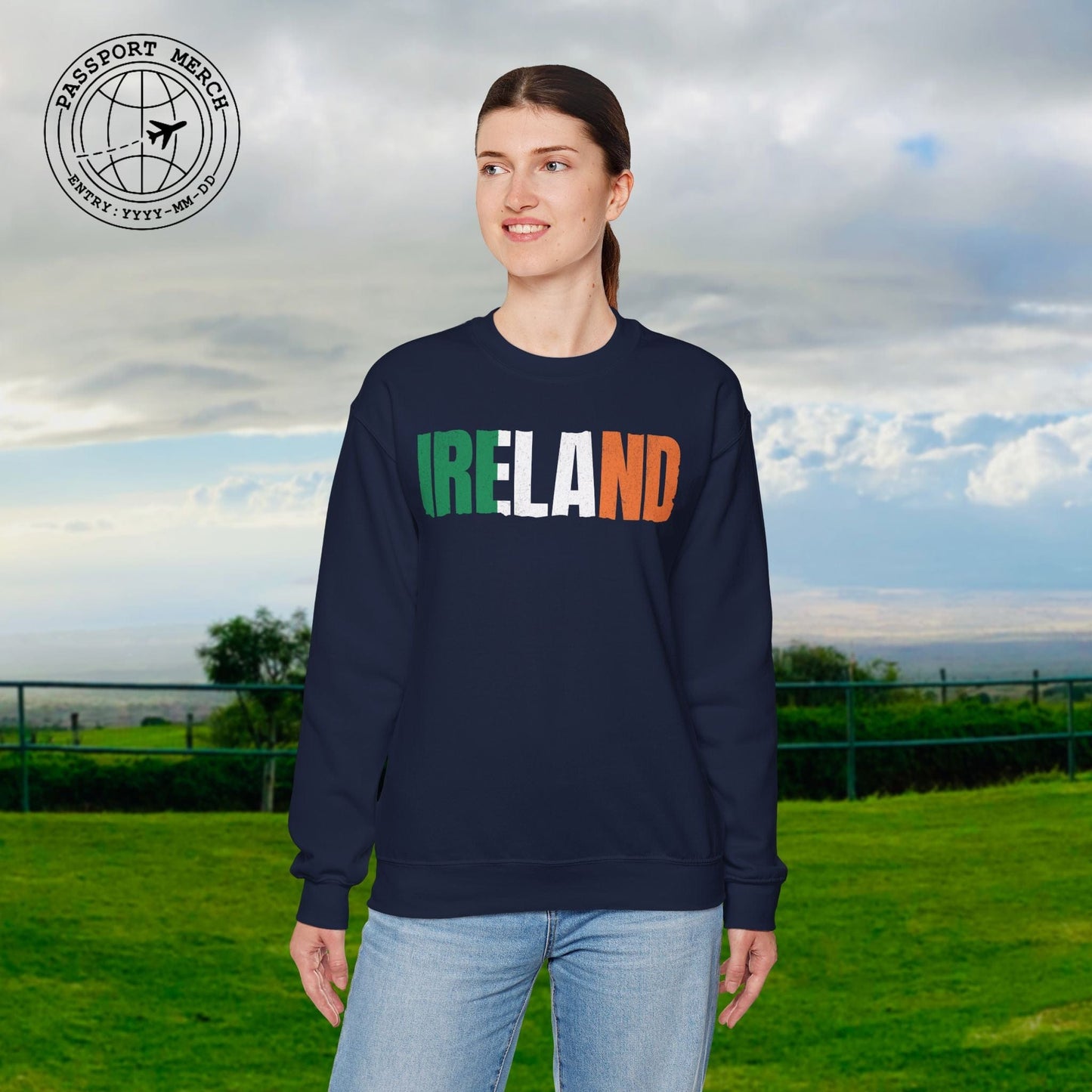 Vintage Ireland Patriotism Letter Flag Crewneck