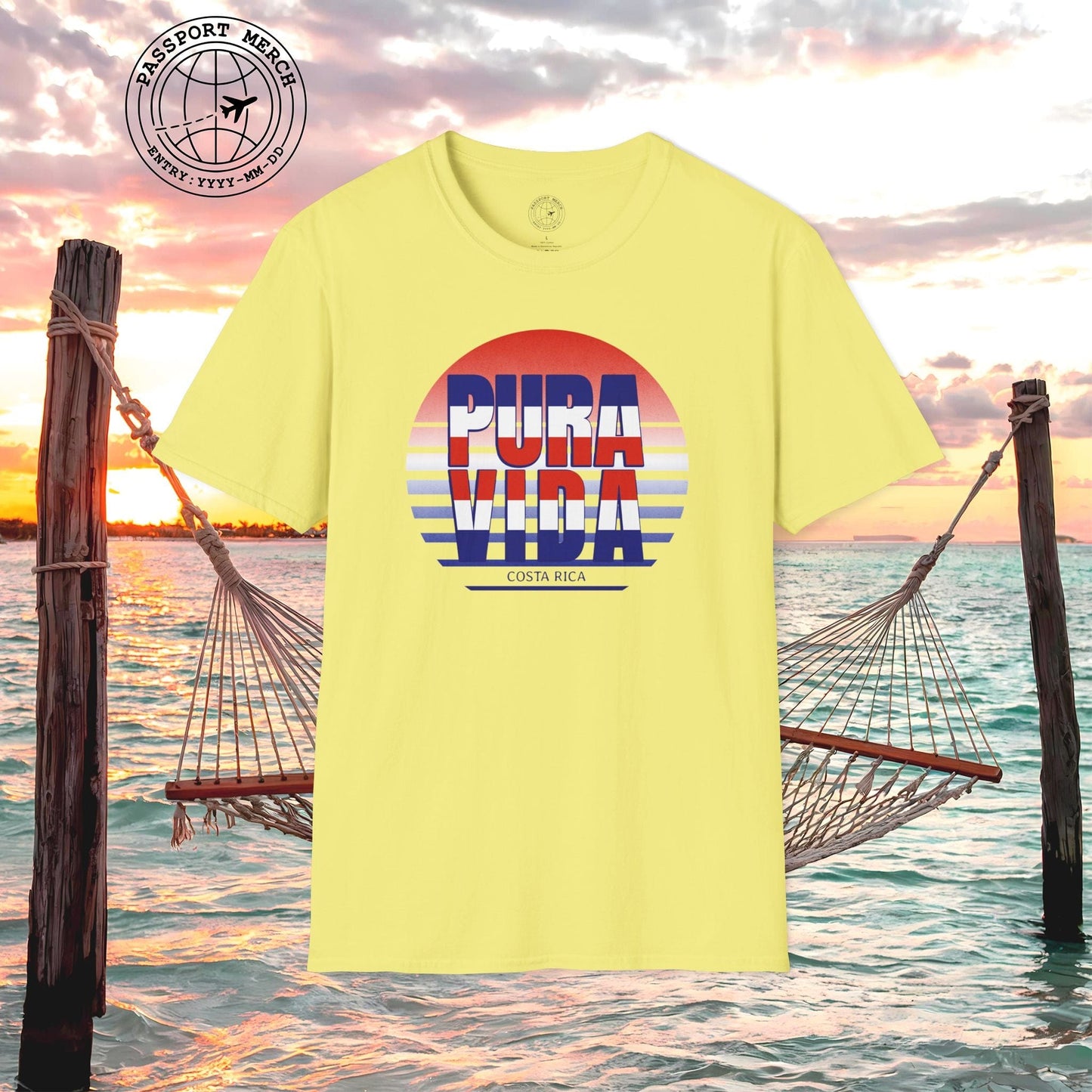 Pura Vida Patriotism Costa Rica Letter Flag T-Shirt